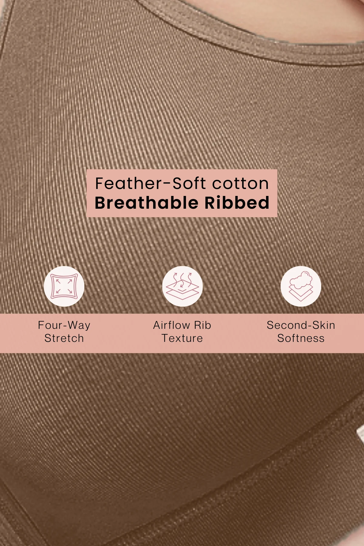 Lira Ribbed Cotton Nursing Padded Bra - Mocha - Image 5