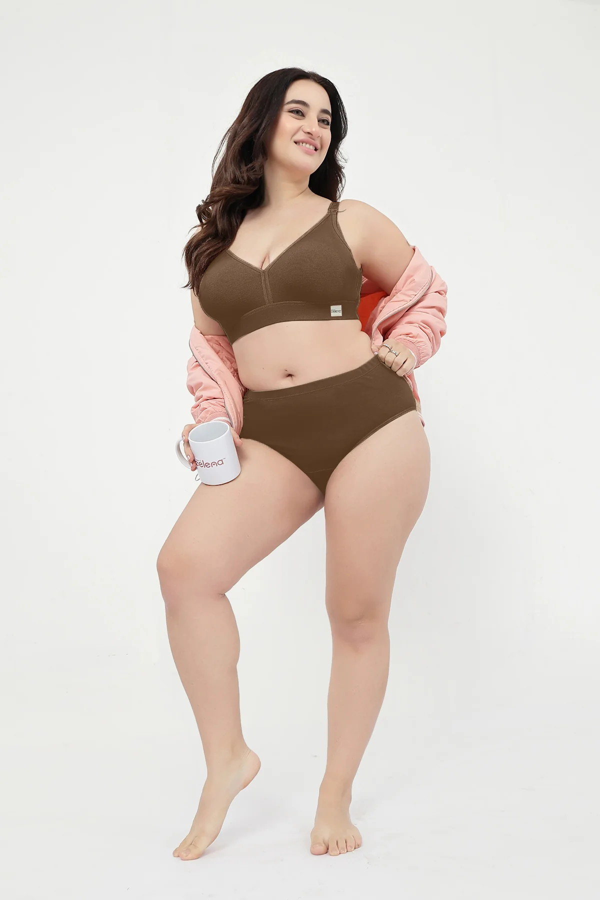 Lira Ribbed Cotton Nursing Padded Bra - Mocha - Image 8