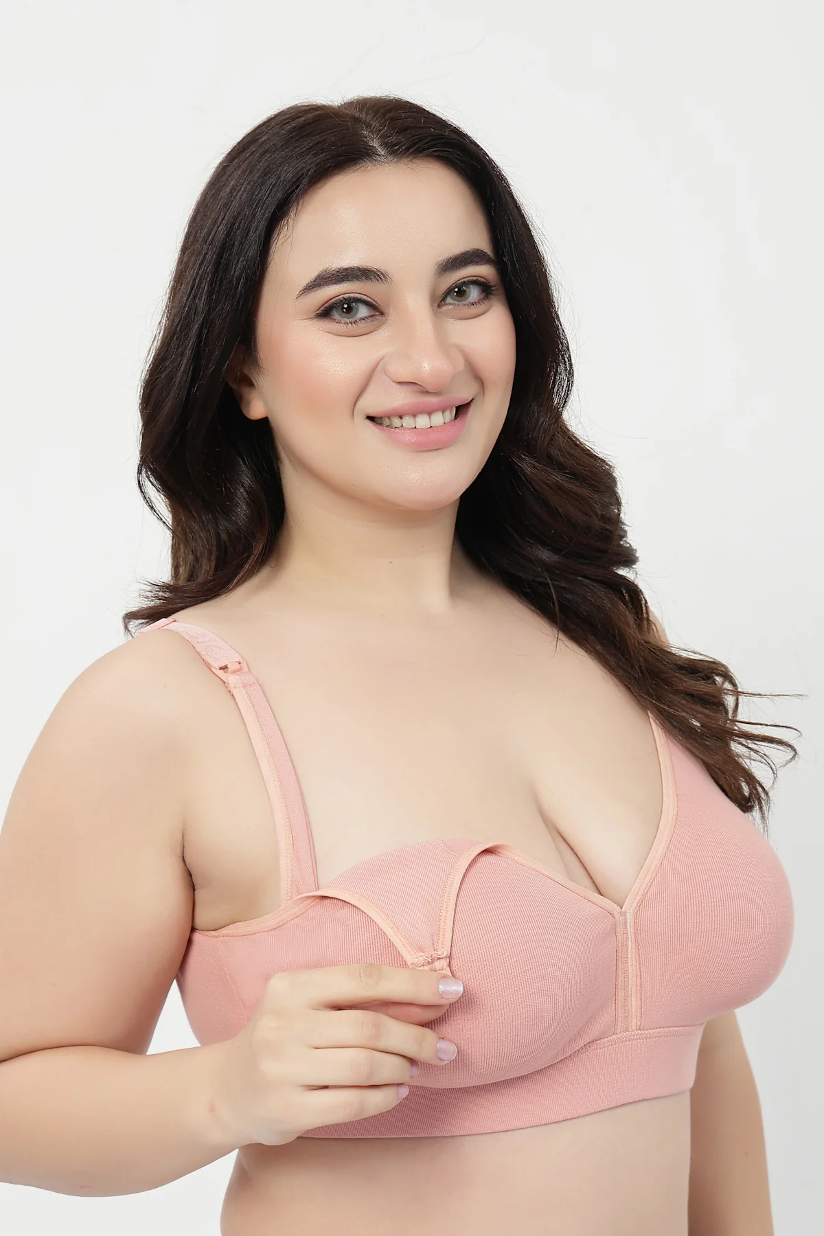 Lira Ribbed Cotton Nursing Padded Bra - Rose Gold - Image 10