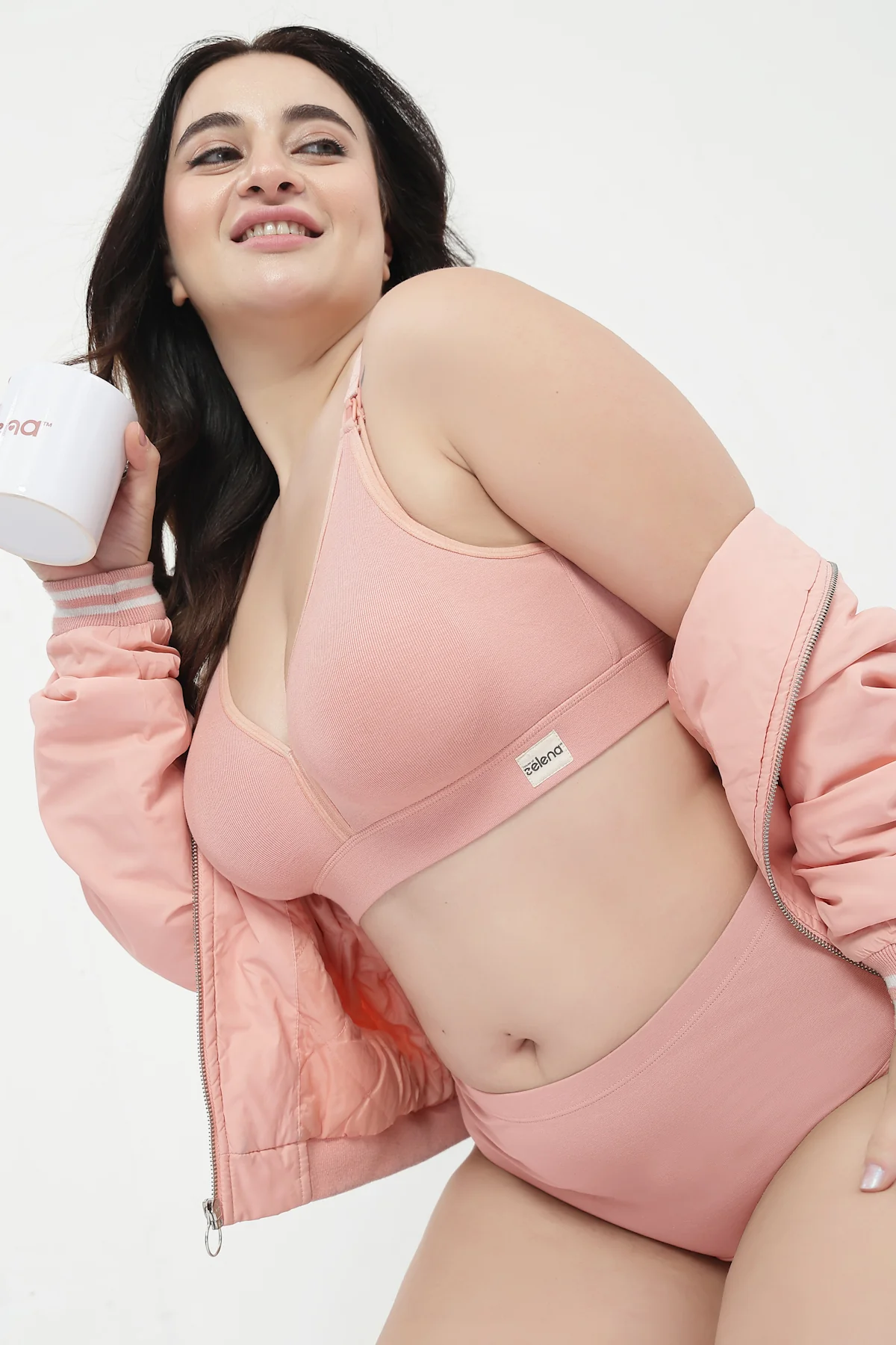 Lira Ribbed Cotton Nursing Padded Bra - Rose Gold - Image 14