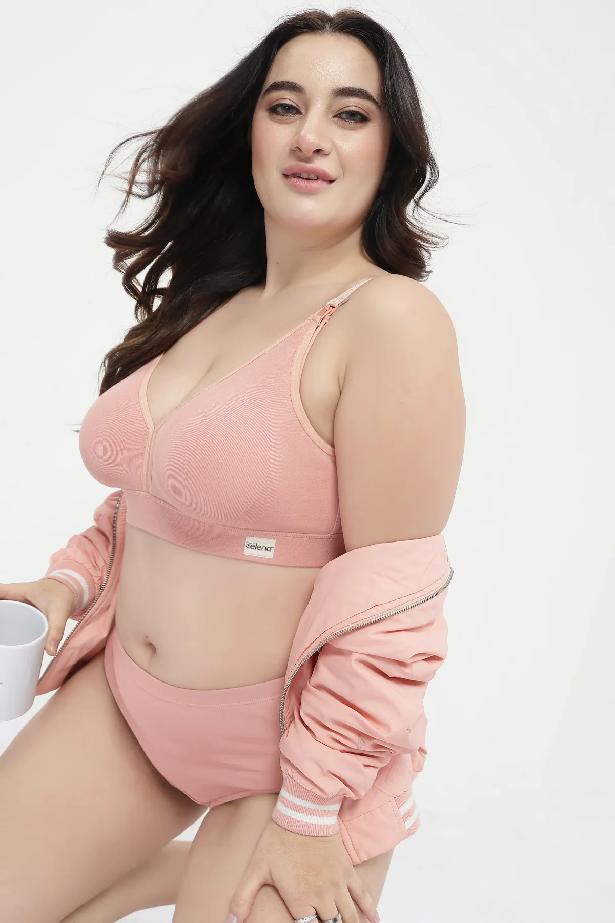 Lira Ribbed Cotton Nursing Padded Bra - Rose Gold - Image 15