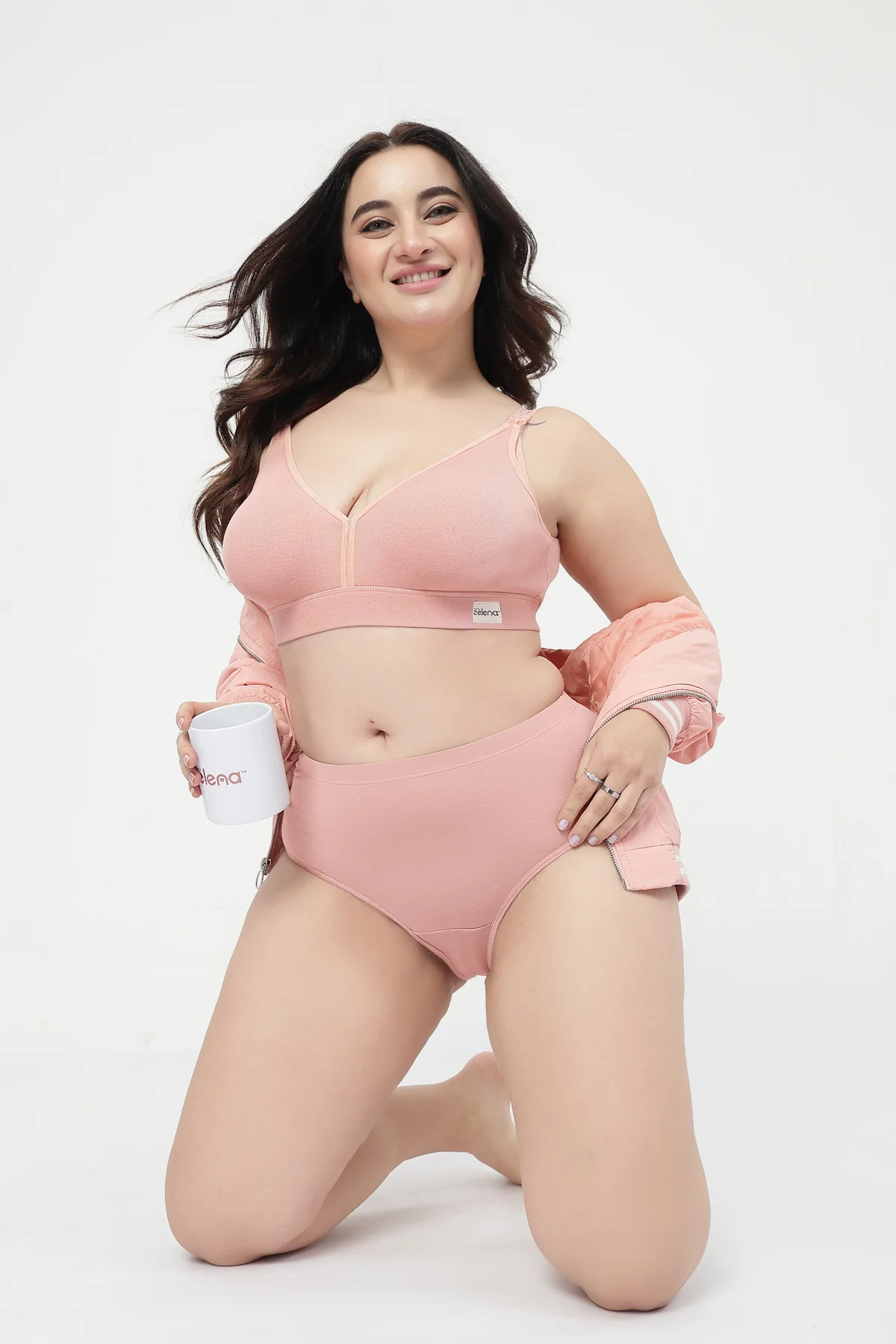 Lira Ribbed Cotton Nursing Padded Bra - Rose Gold - Image 16
