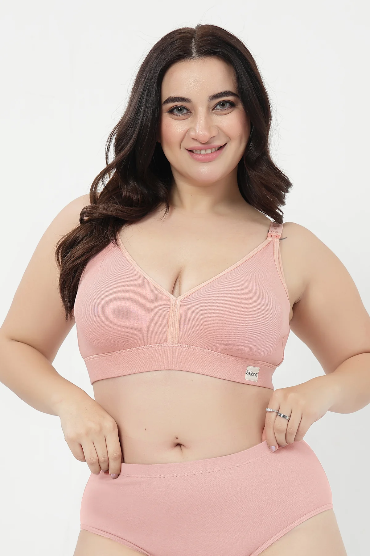 Lira Ribbed Cotton Nursing Padded Bra - Rose Gold - Image 6