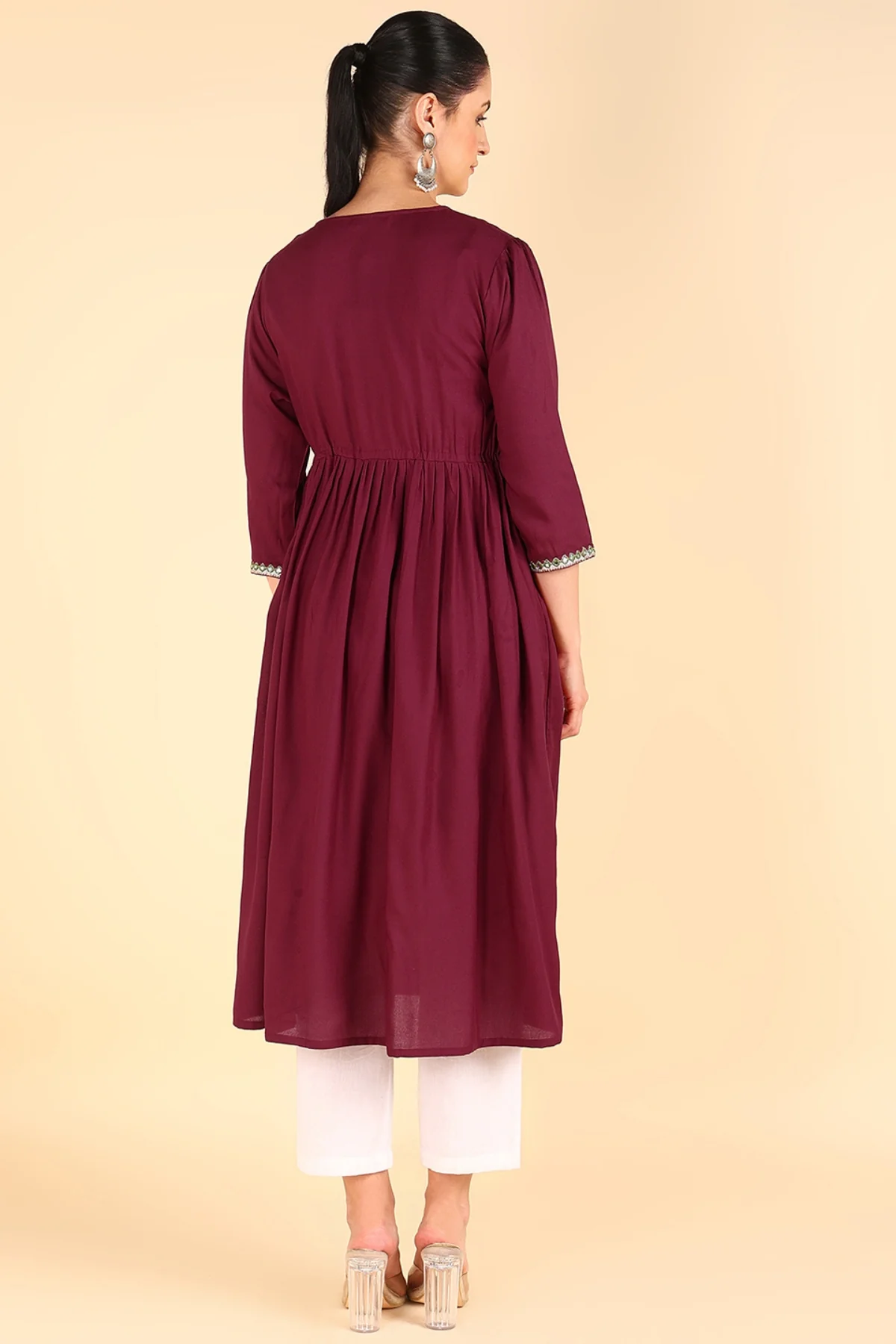 Maroon Maternity Feeding Kurti - Image 4