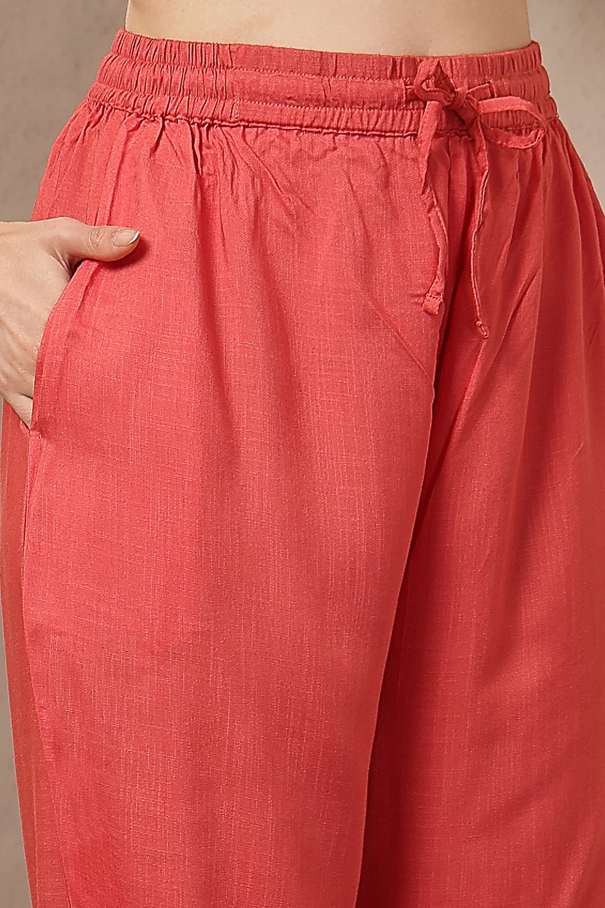 Maternity Concealed Zip Feeding Kurta Set with Dupatta - Coral Pink - Image 5