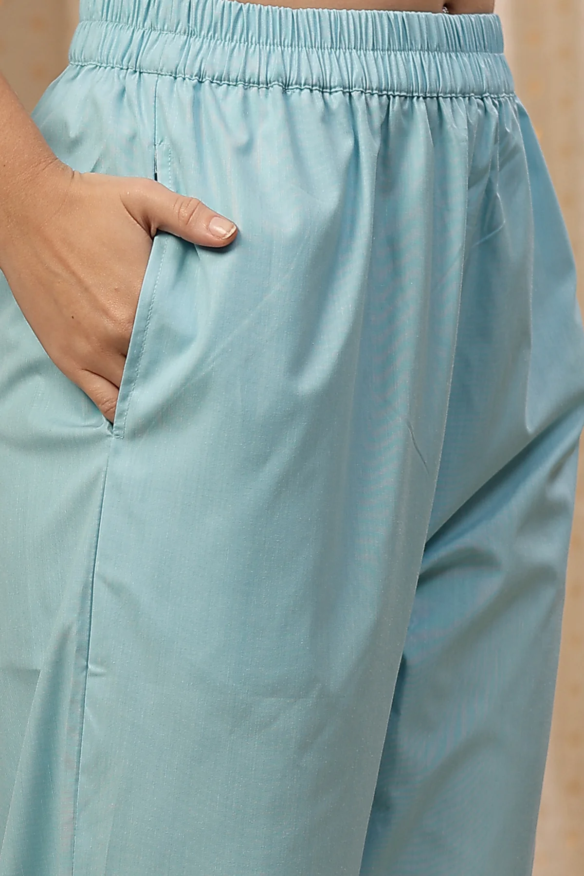 Maternity Cotton Kurta Pant Set - Light Blue - Image 6