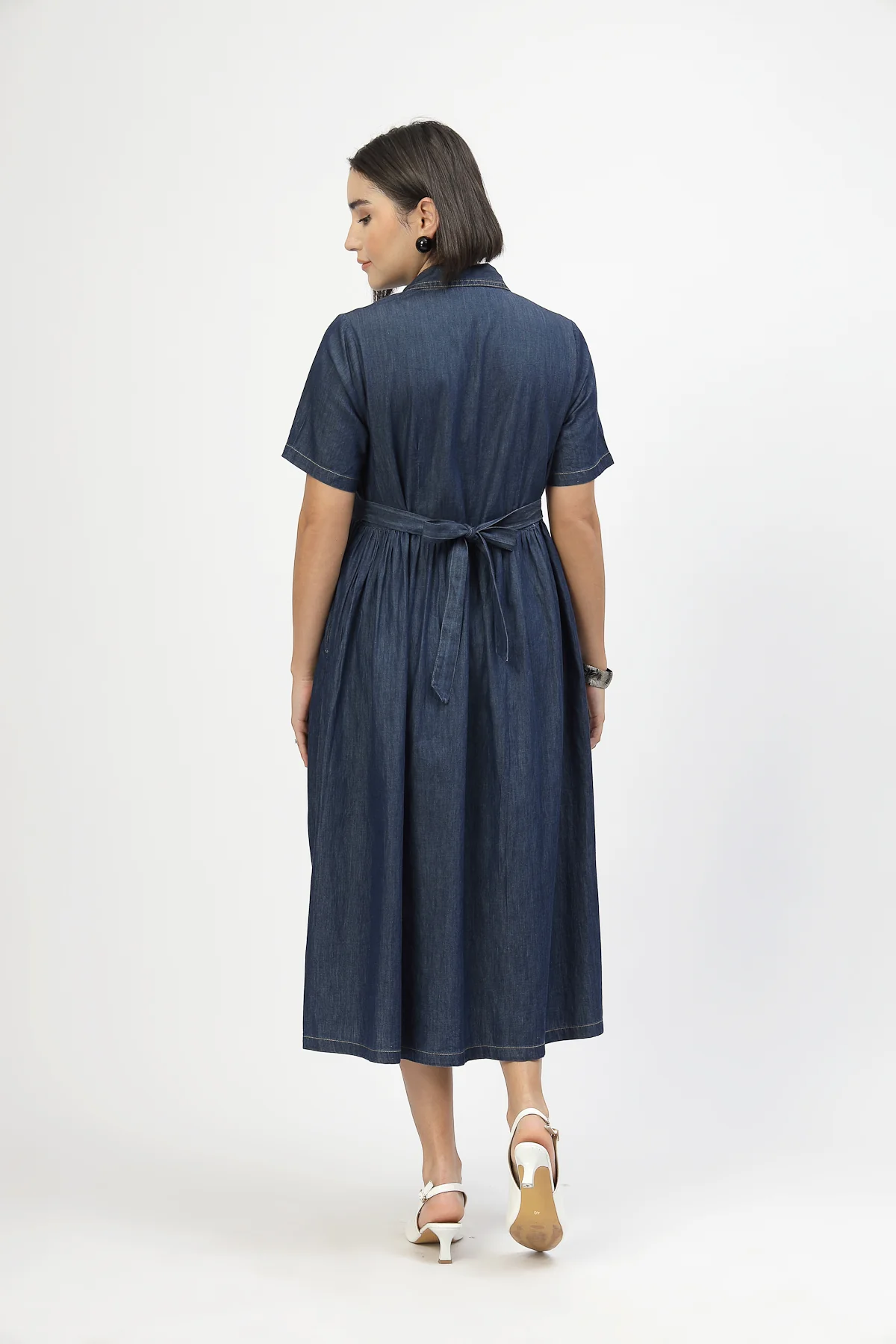 Maternity Denim Zipless Feeding Dress - Denim Blue - Image 4