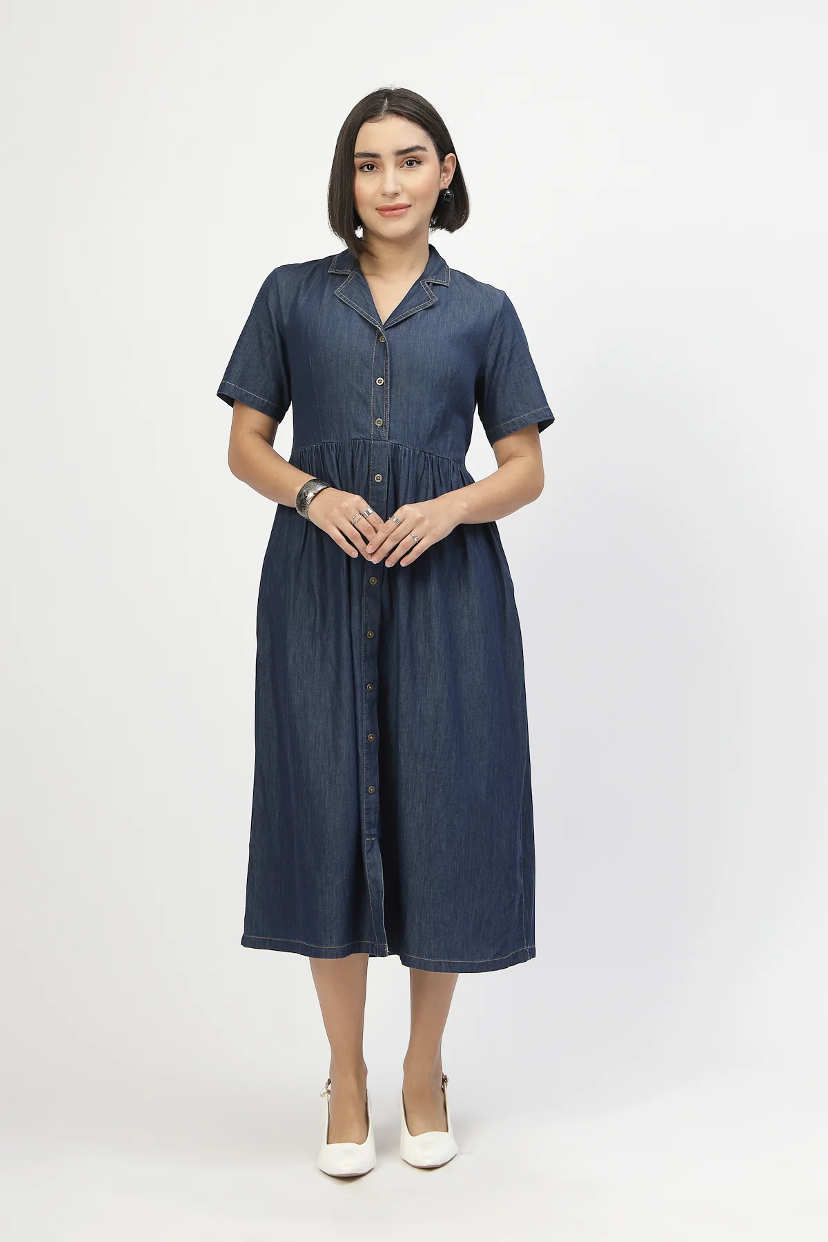 Maternity Denim Zipless Feeding Dress - Denim Blue - Image 6