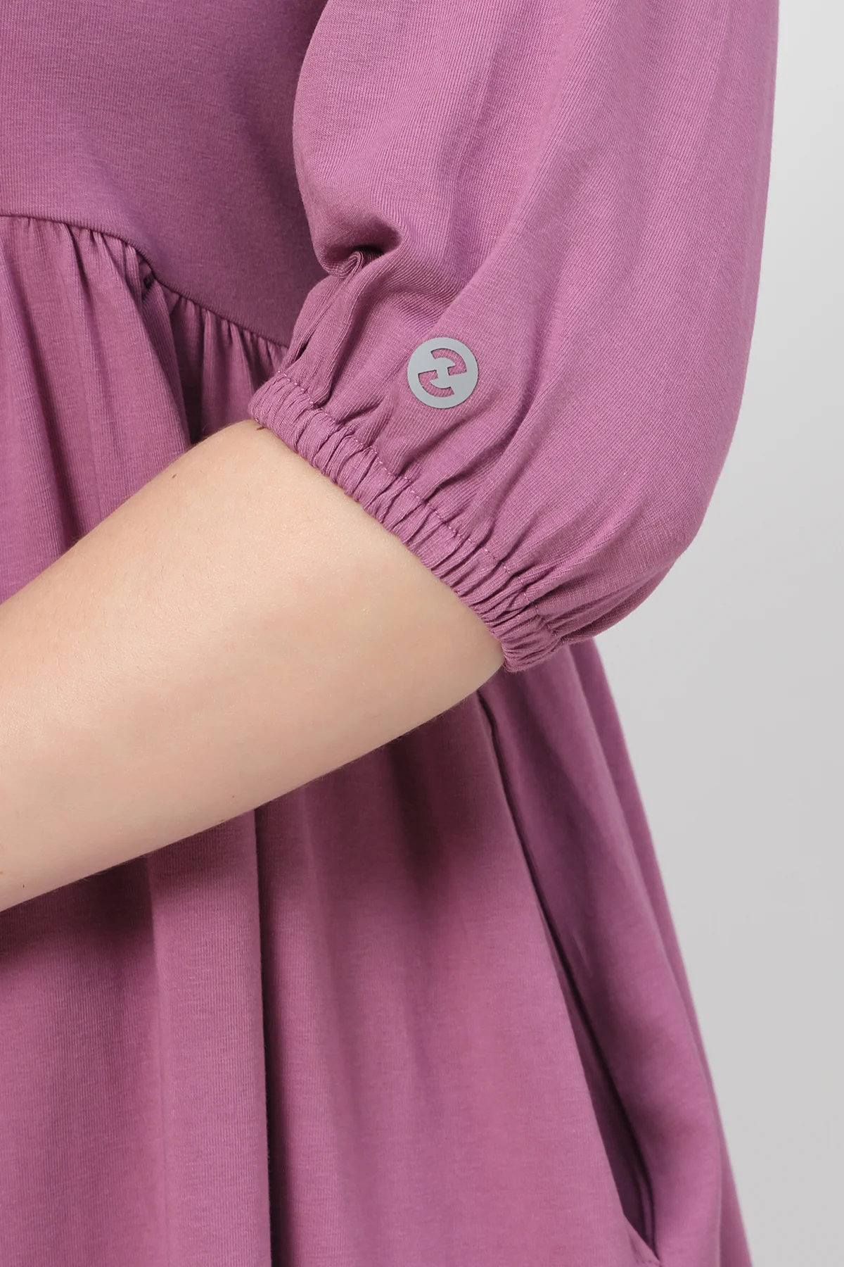 Maternity & Nursing Knee-Length Cotton Dress with Pocket - Onion - Image 11