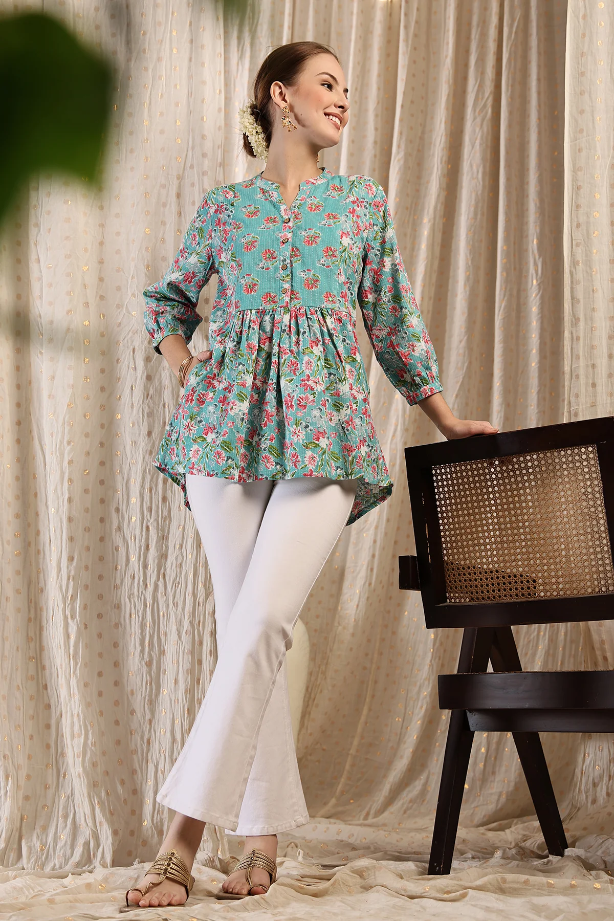 Maternity Zipless Feeding Peplum Top - Mint - Image 11