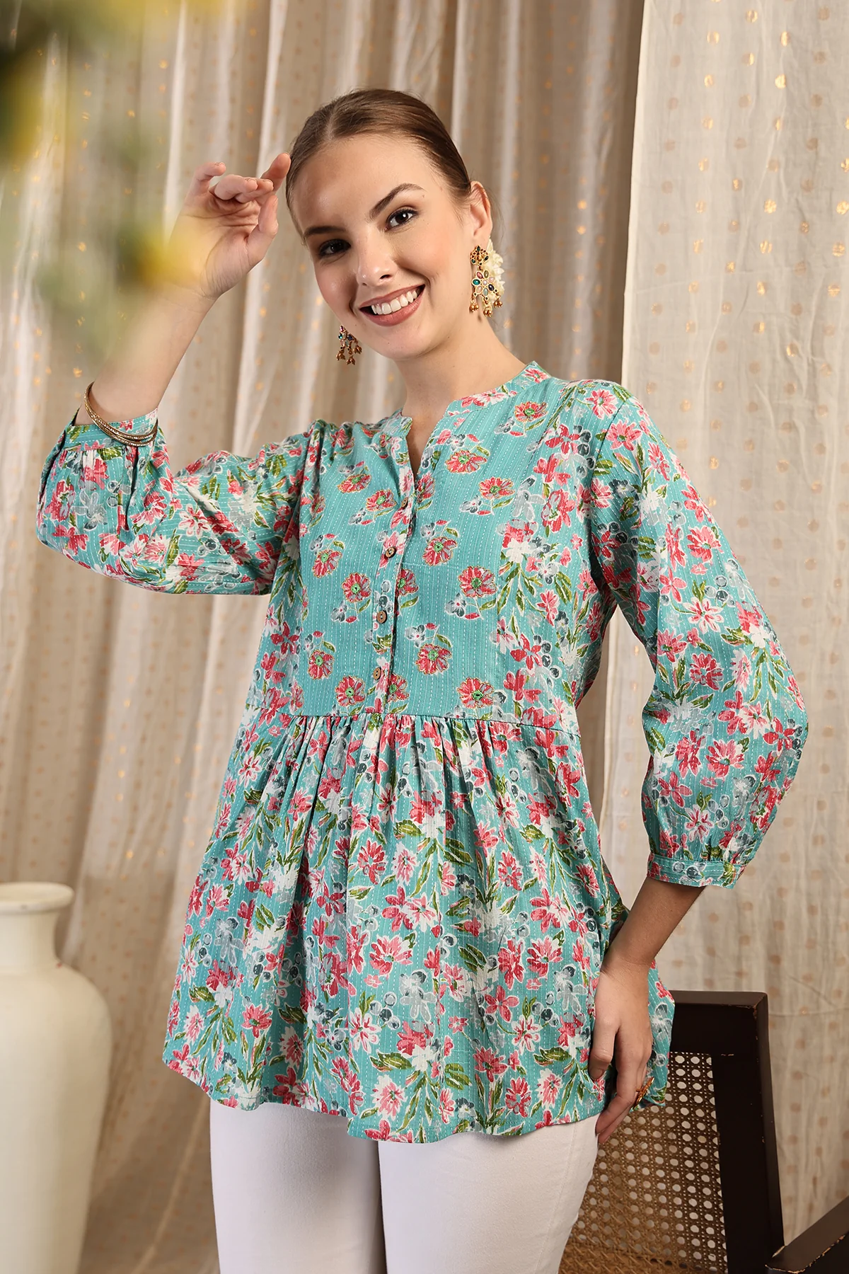Maternity Zipless Feeding Peplum Top - Mint - Image 7