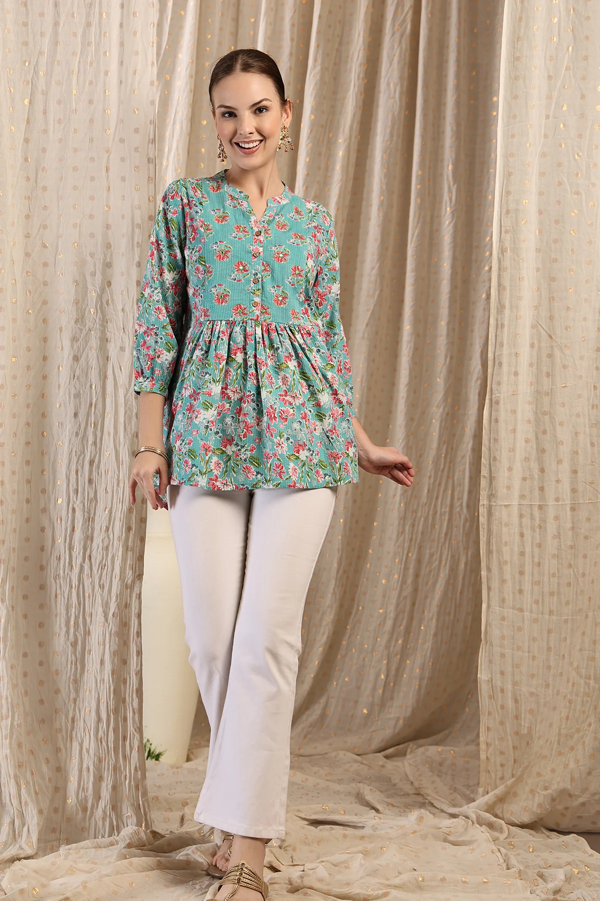 Maternity Zipless Feeding Peplum Top - Mint - Image 8