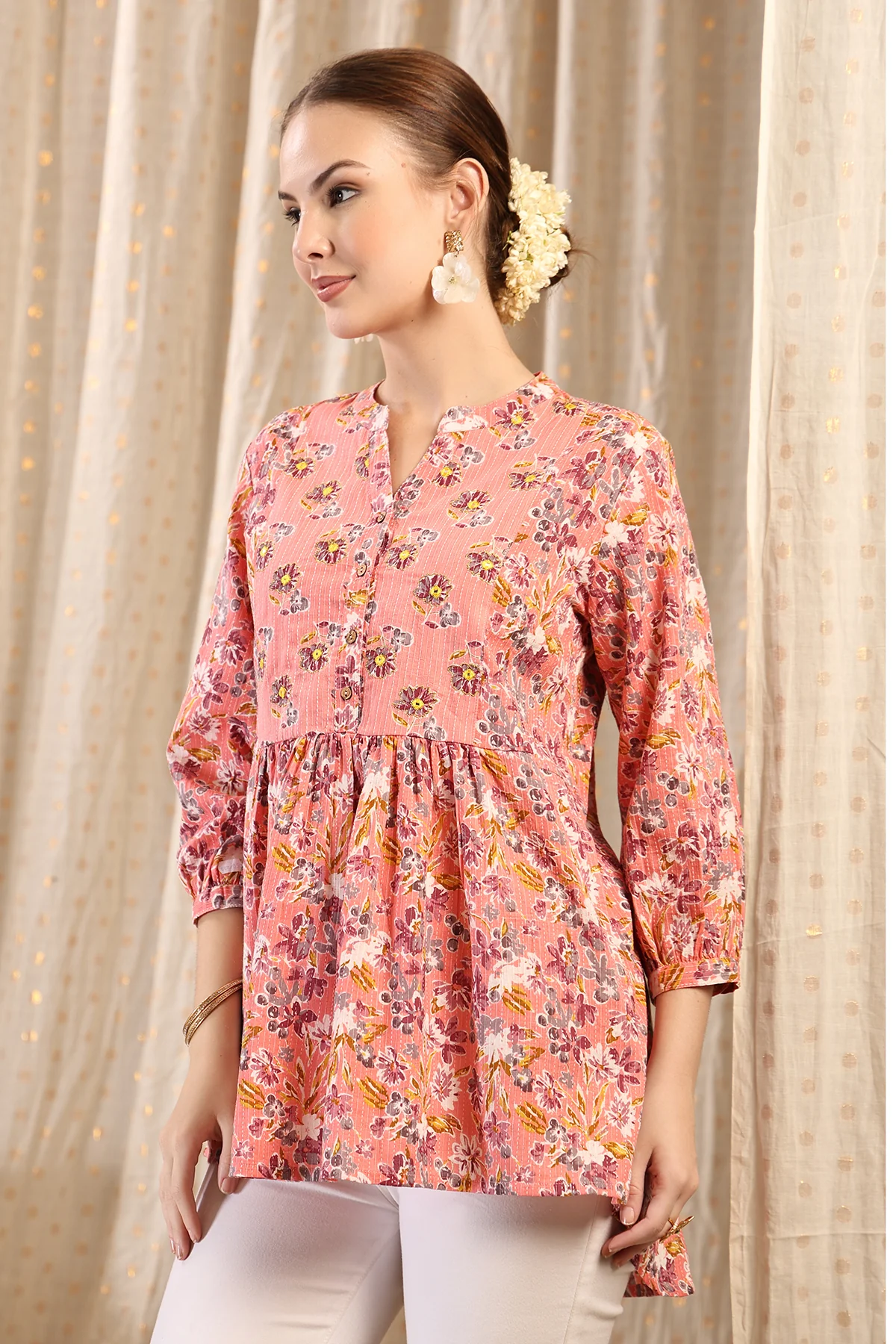 Maternity Zipless Feeding Peplum Top - Peach - Image 10