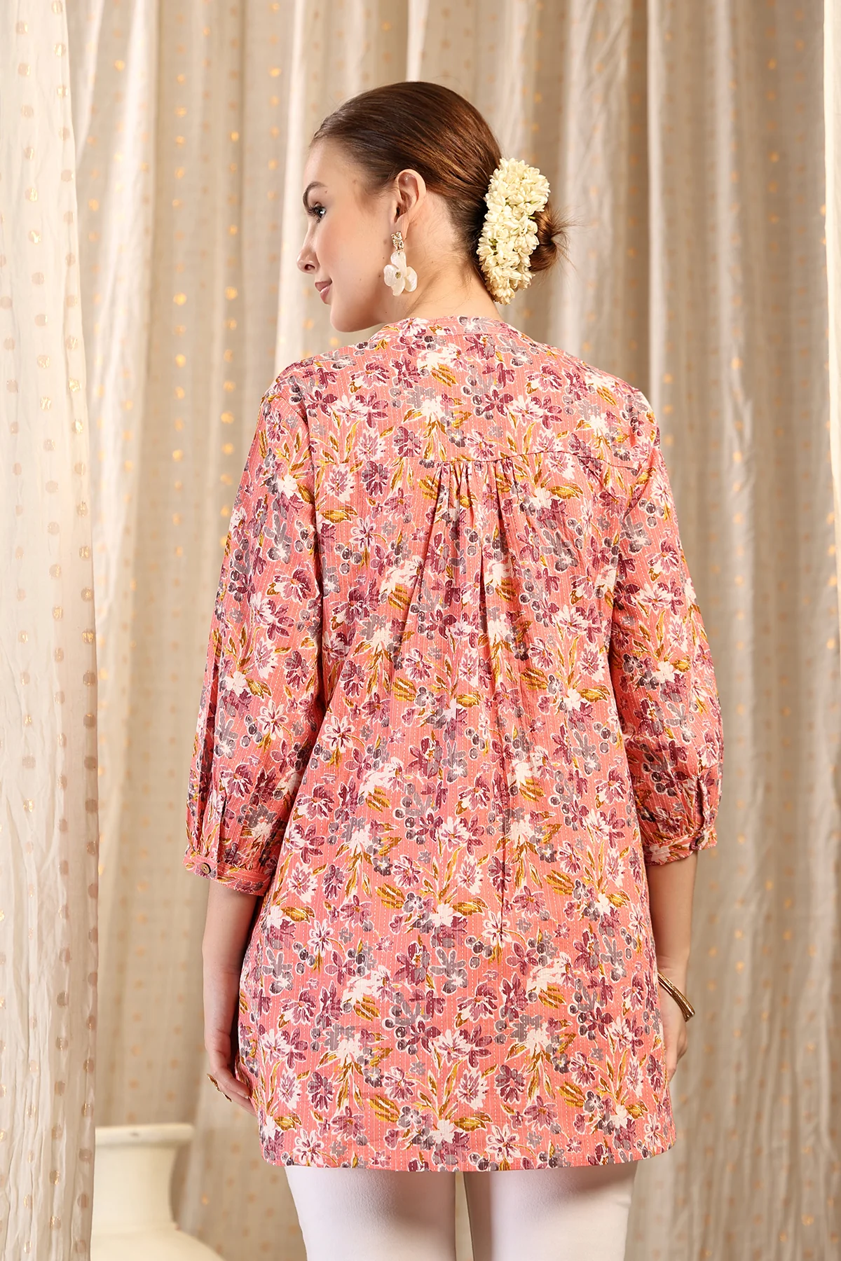 Maternity Zipless Feeding Peplum Top - Peach - Image 3