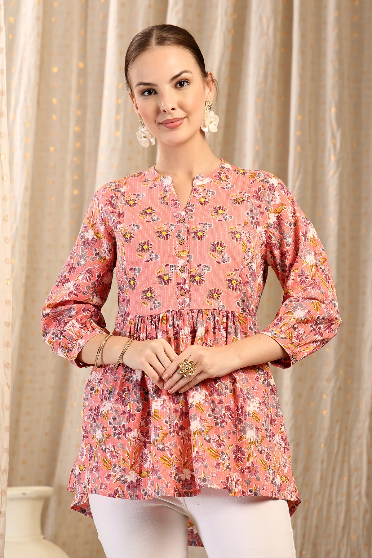Maternity Zipless Feeding Peplum Top - Peach - Image 9