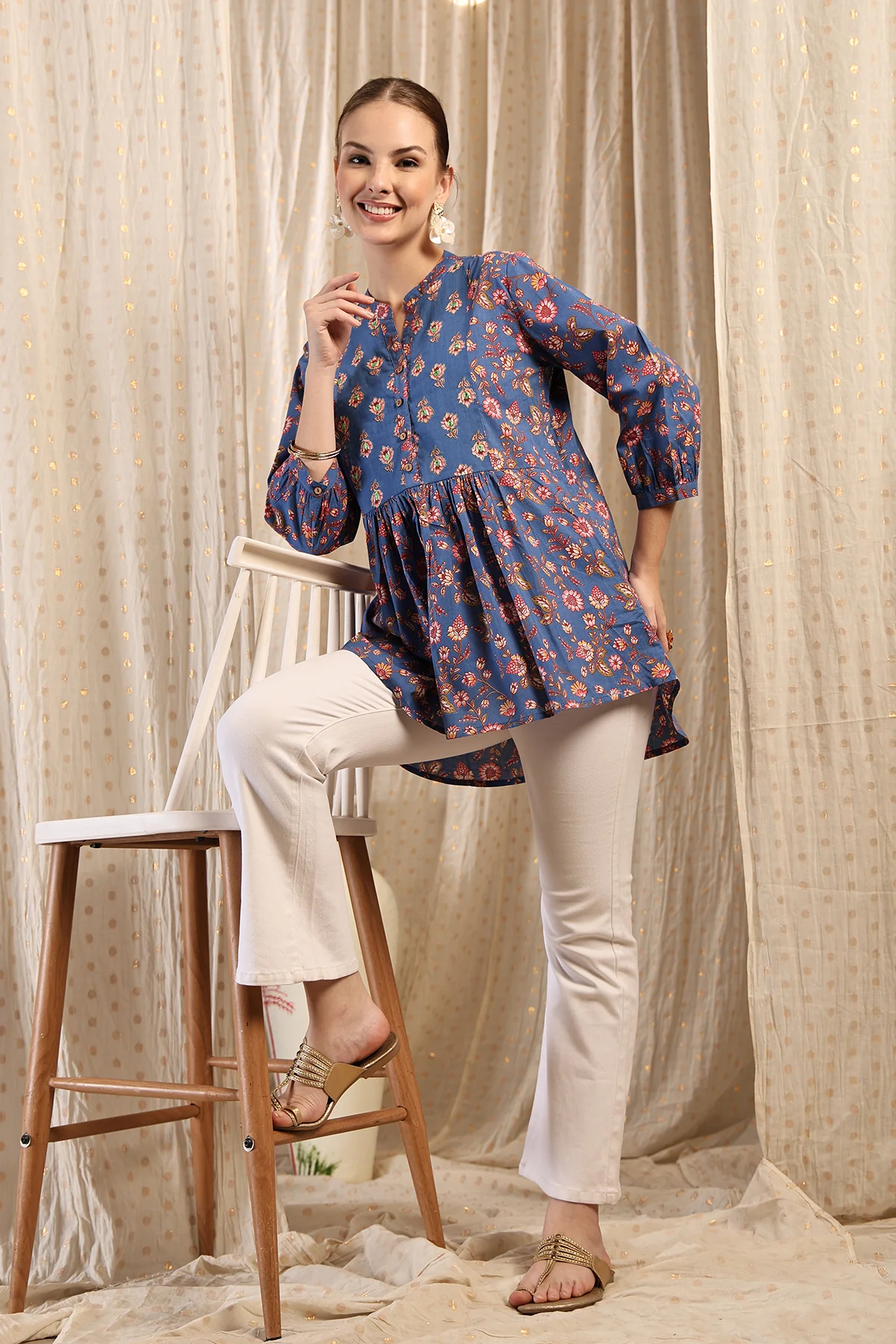 Maternity Zipless Feeding Peplum Top - Royal Blue - Image 10