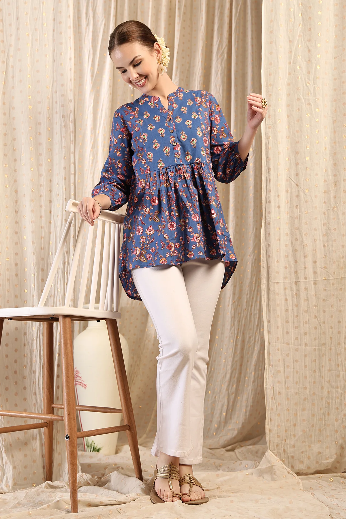Maternity Zipless Feeding Peplum Top - Royal Blue - Image 11