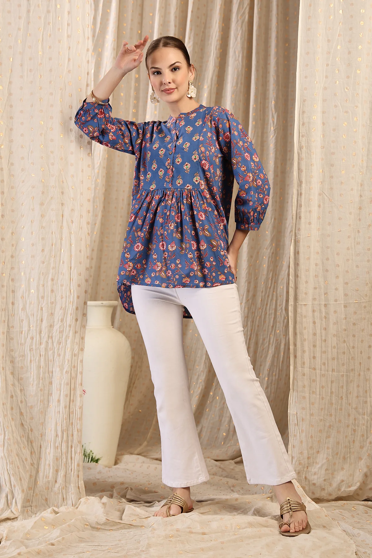 Maternity Zipless Feeding Peplum Top - Royal Blue - Image 12