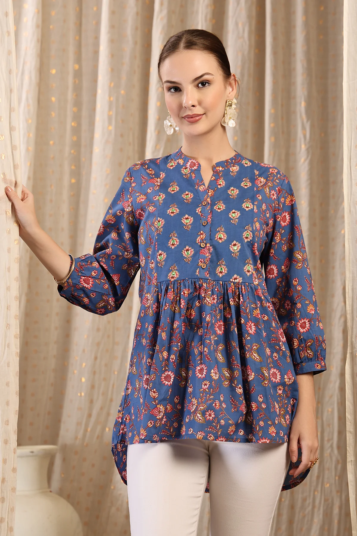 Maternity Zipless Feeding Peplum Top - Royal Blue - Image 2