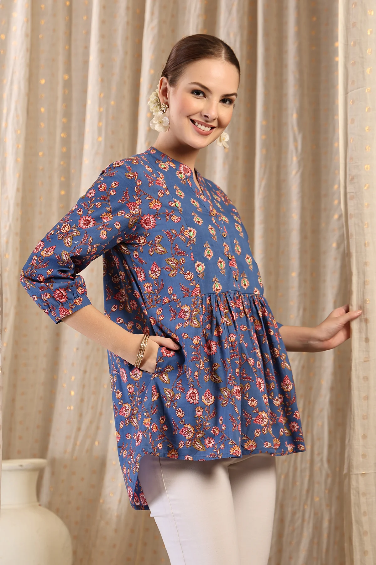 Maternity Zipless Feeding Peplum Top - Royal Blue - Image 8