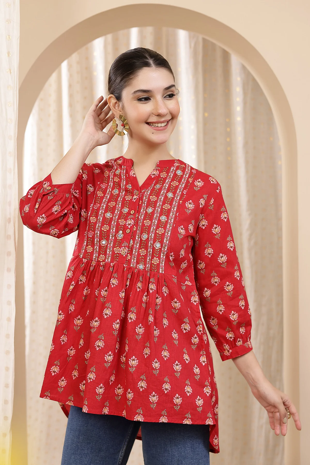 Maternity Zipless Feeding Peplum Top - Rust - Image 10