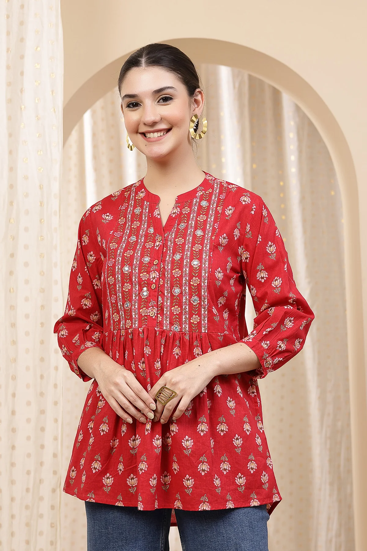Maternity Zipless Feeding Peplum Top - Rust - Image 5