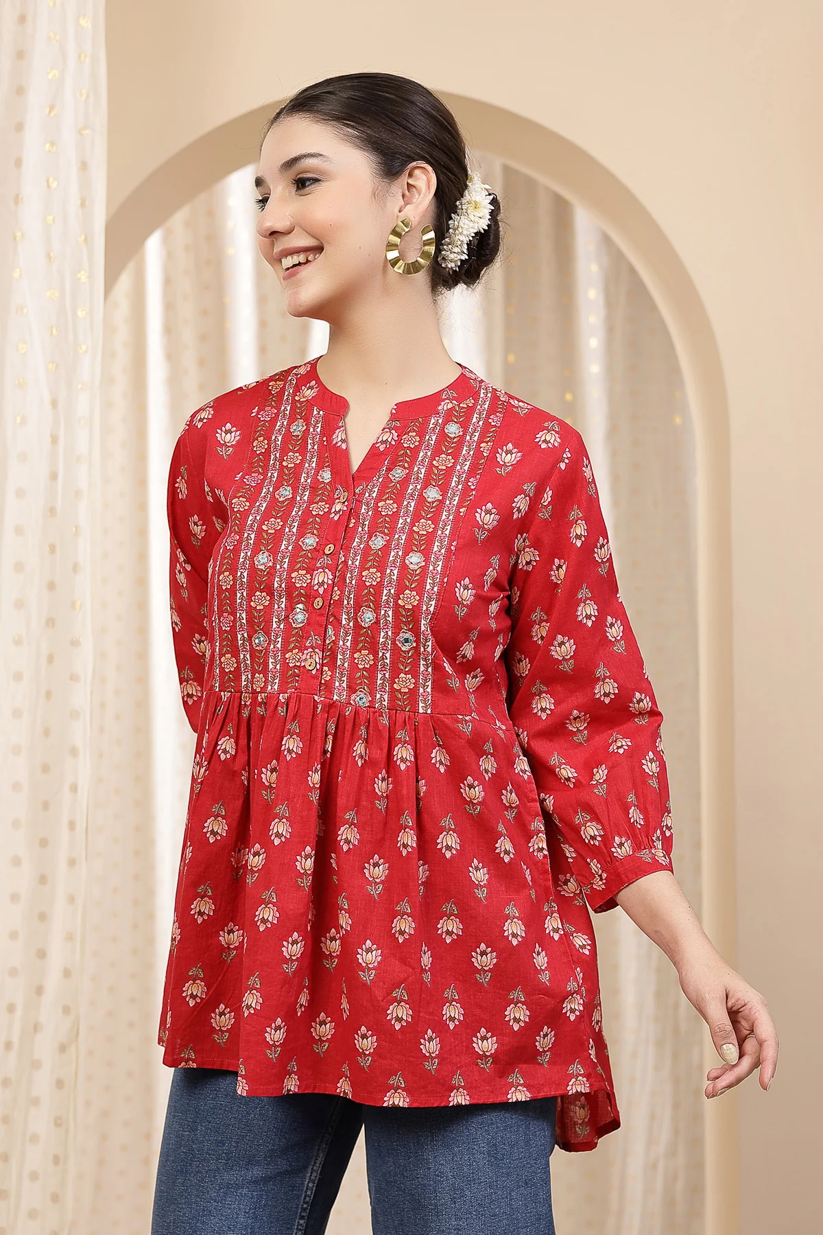 Maternity Zipless Feeding Peplum Top - Rust - Image 6