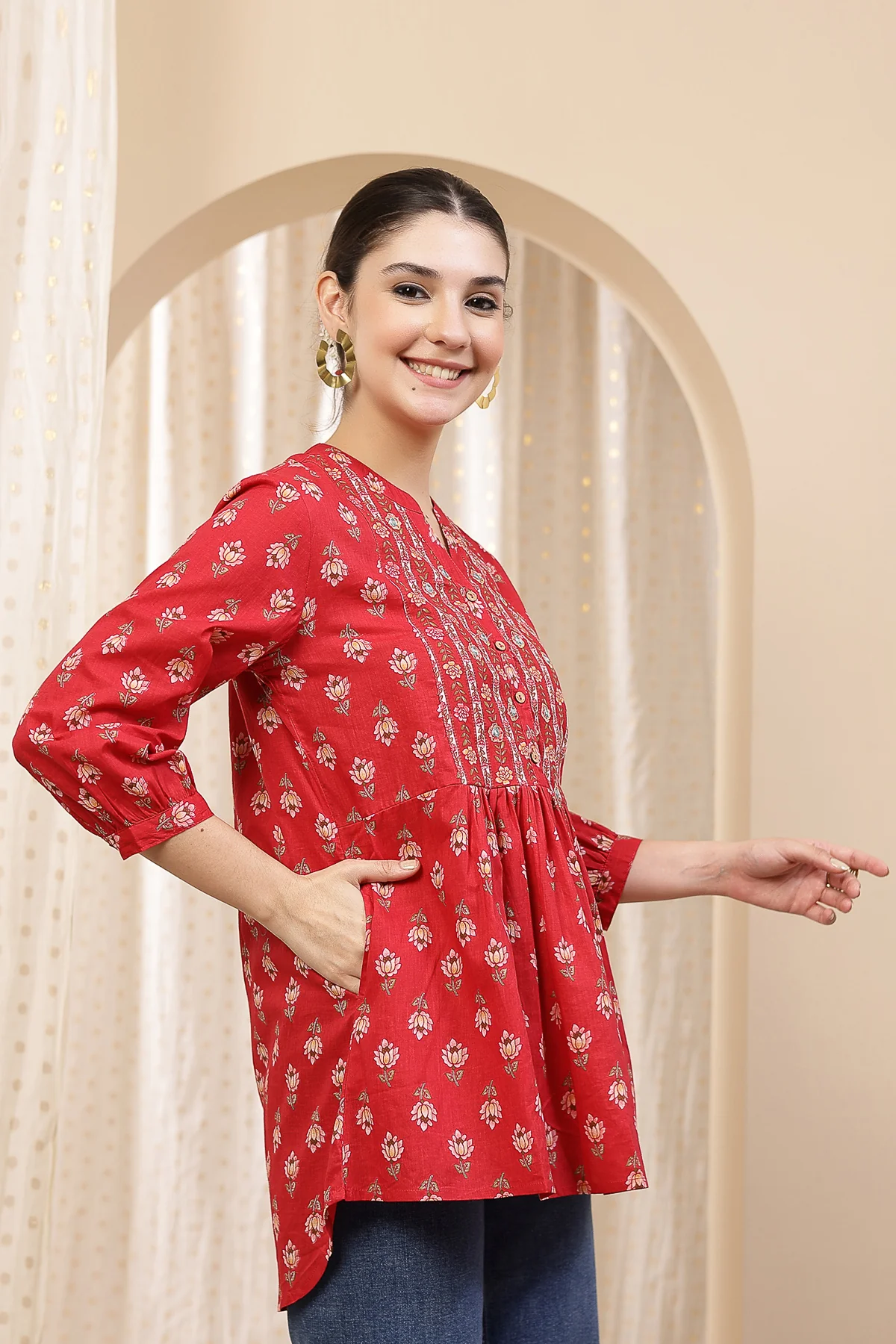 Maternity Zipless Feeding Peplum Top - Rust - Image 7