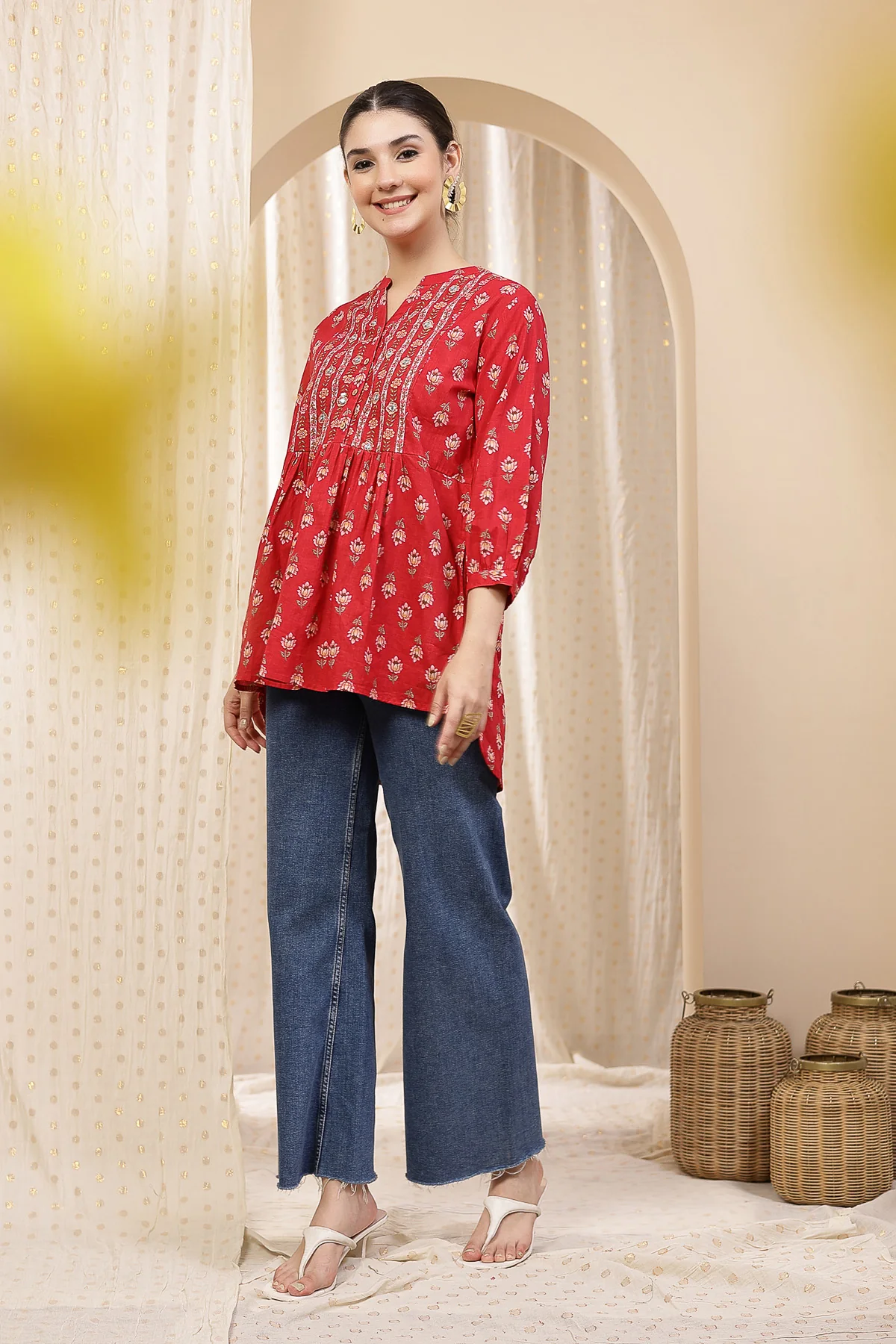Maternity Zipless Feeding Peplum Top - Rust - Image 9