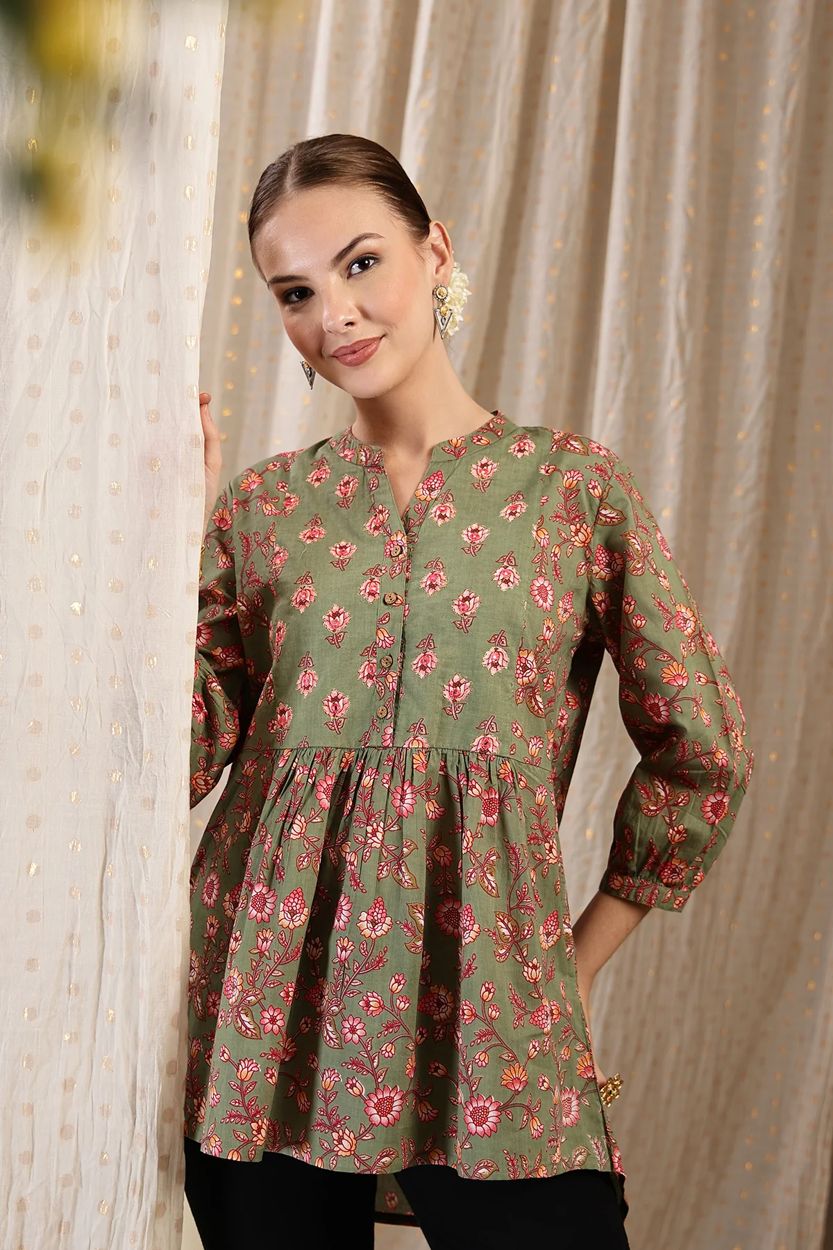 Maternity Zipless Feeding Peplum Top - Sage - Image 11