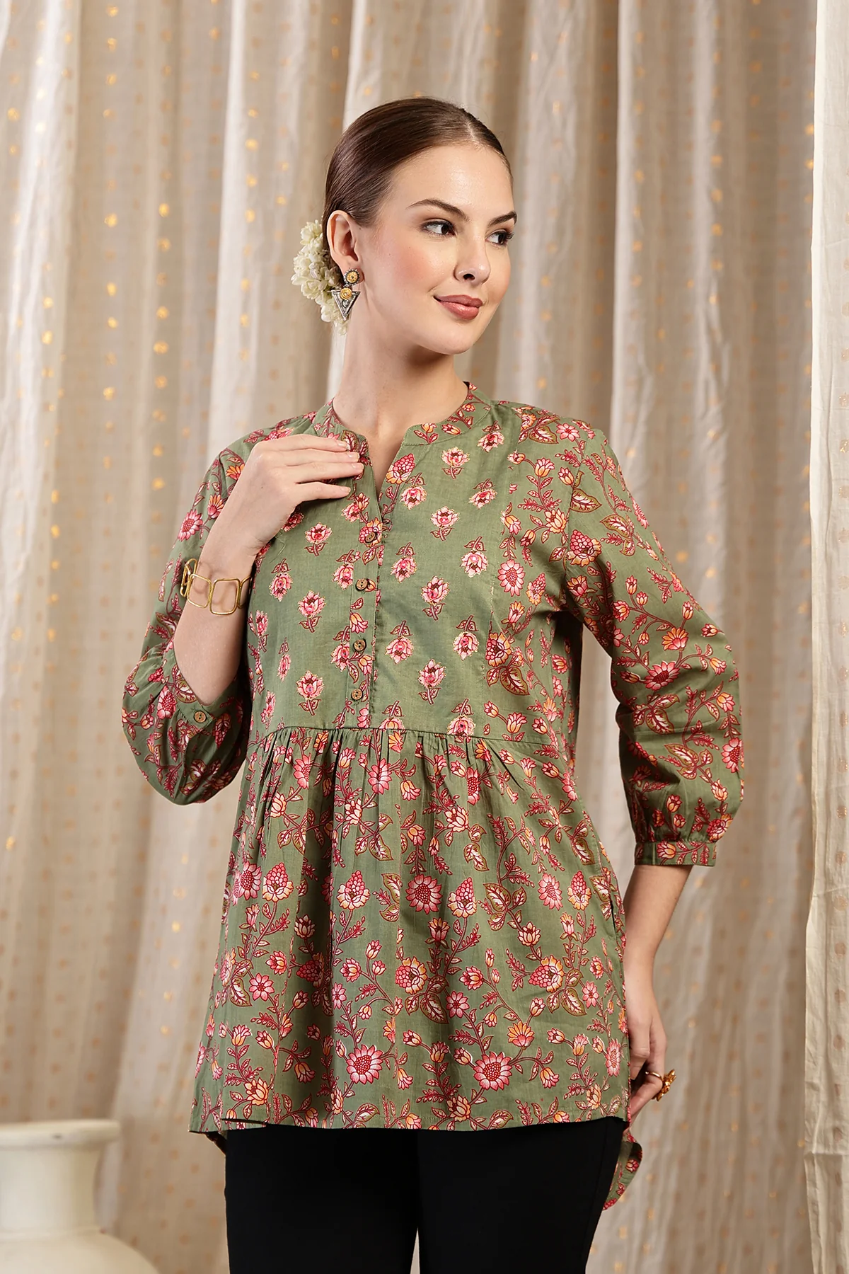 Maternity Zipless Feeding Peplum Top - Sage - Image 6
