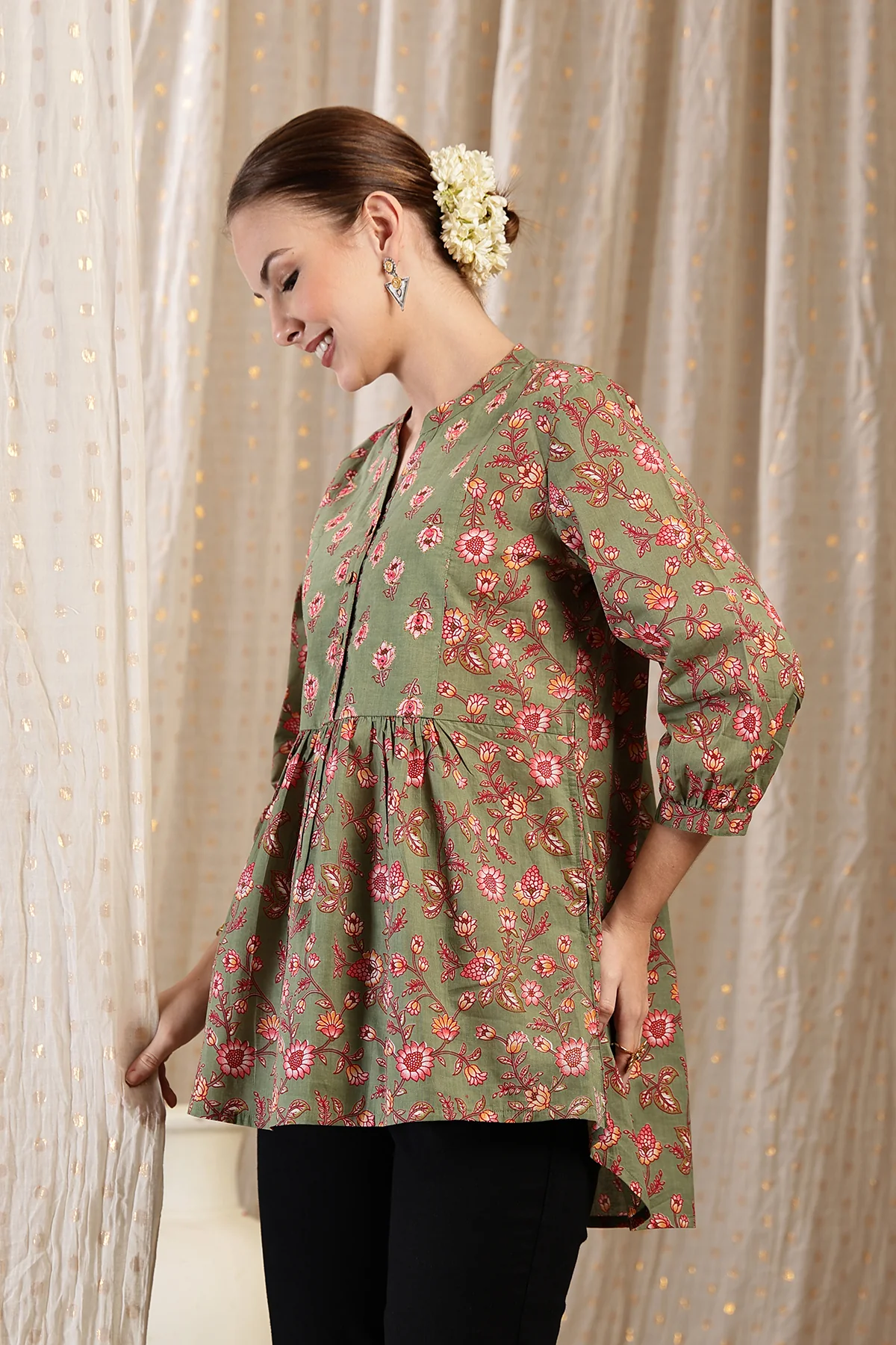 Maternity Zipless Feeding Peplum Top - Sage - Image 7