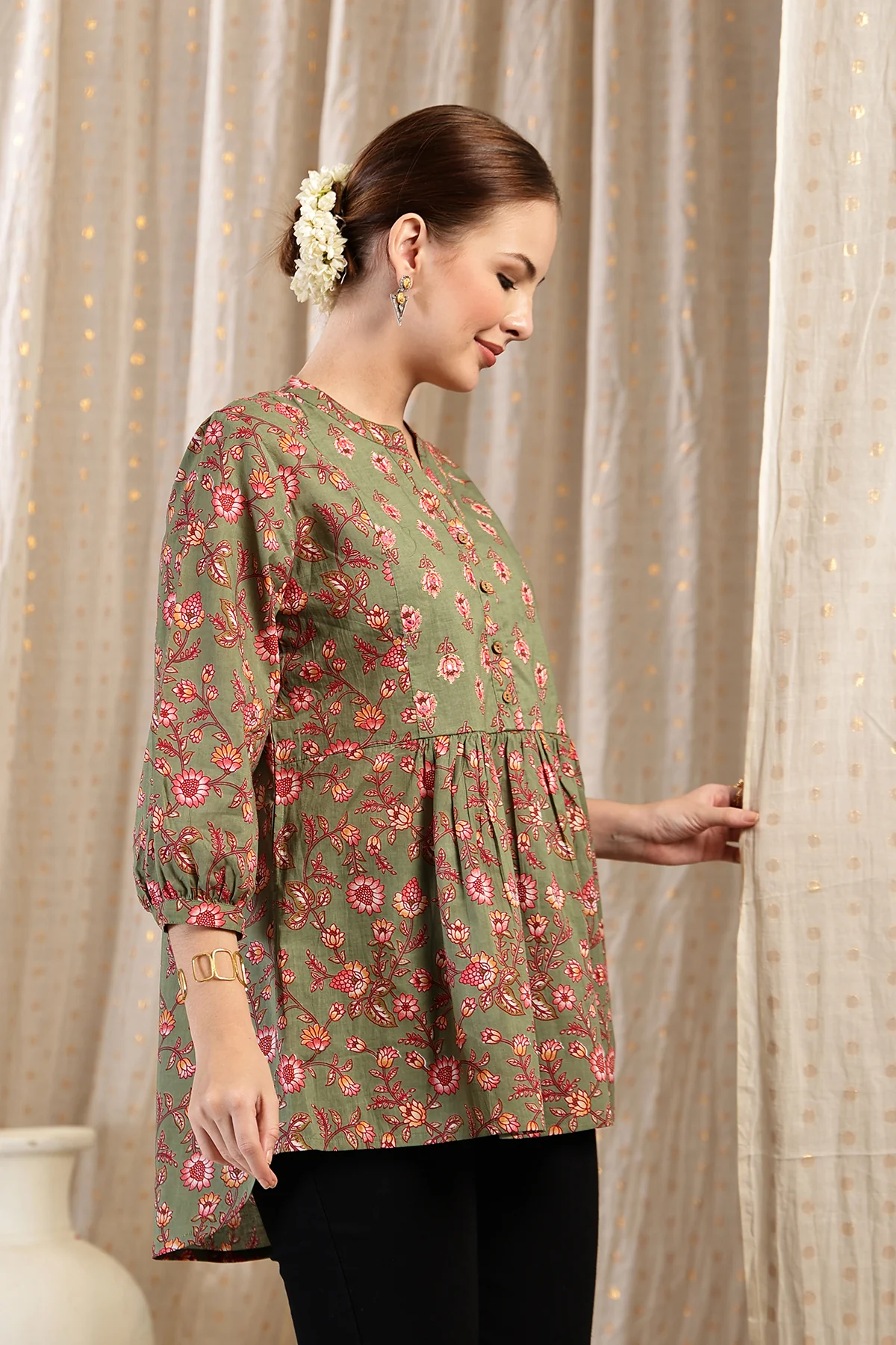 Maternity Zipless Feeding Peplum Top - Sage - Image 8