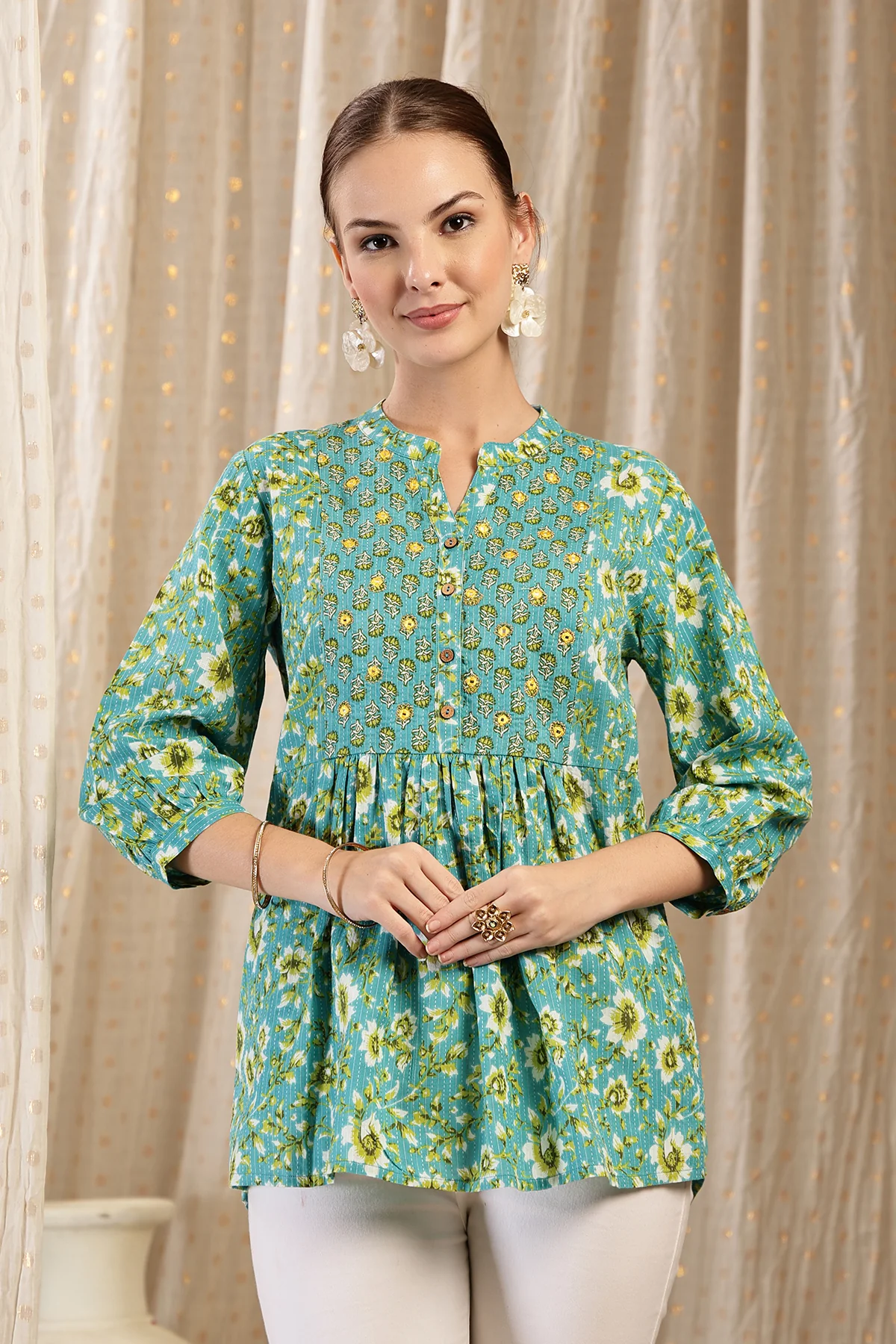 Maternity Zipless Feeding Peplum Top - Sea Green - Image 10