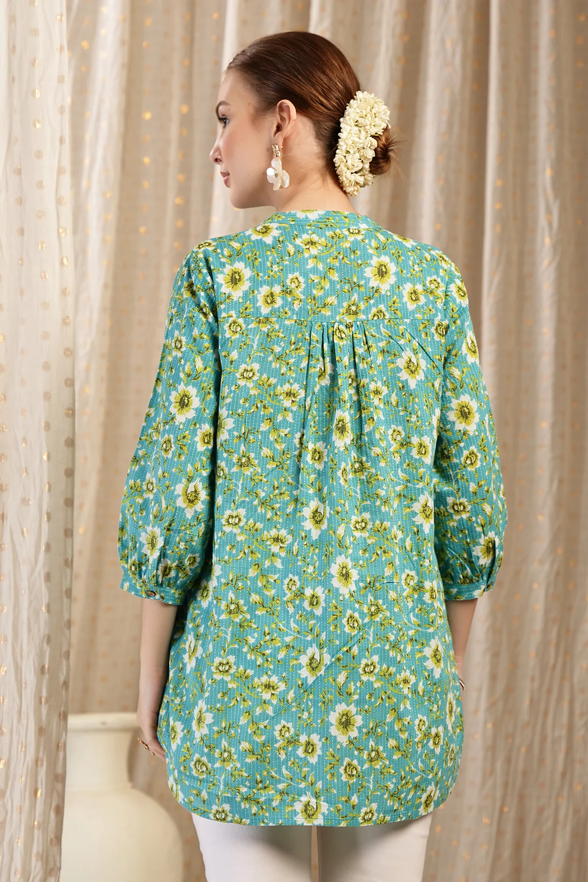 Maternity Zipless Feeding Peplum Top - Sea Green - Image 3