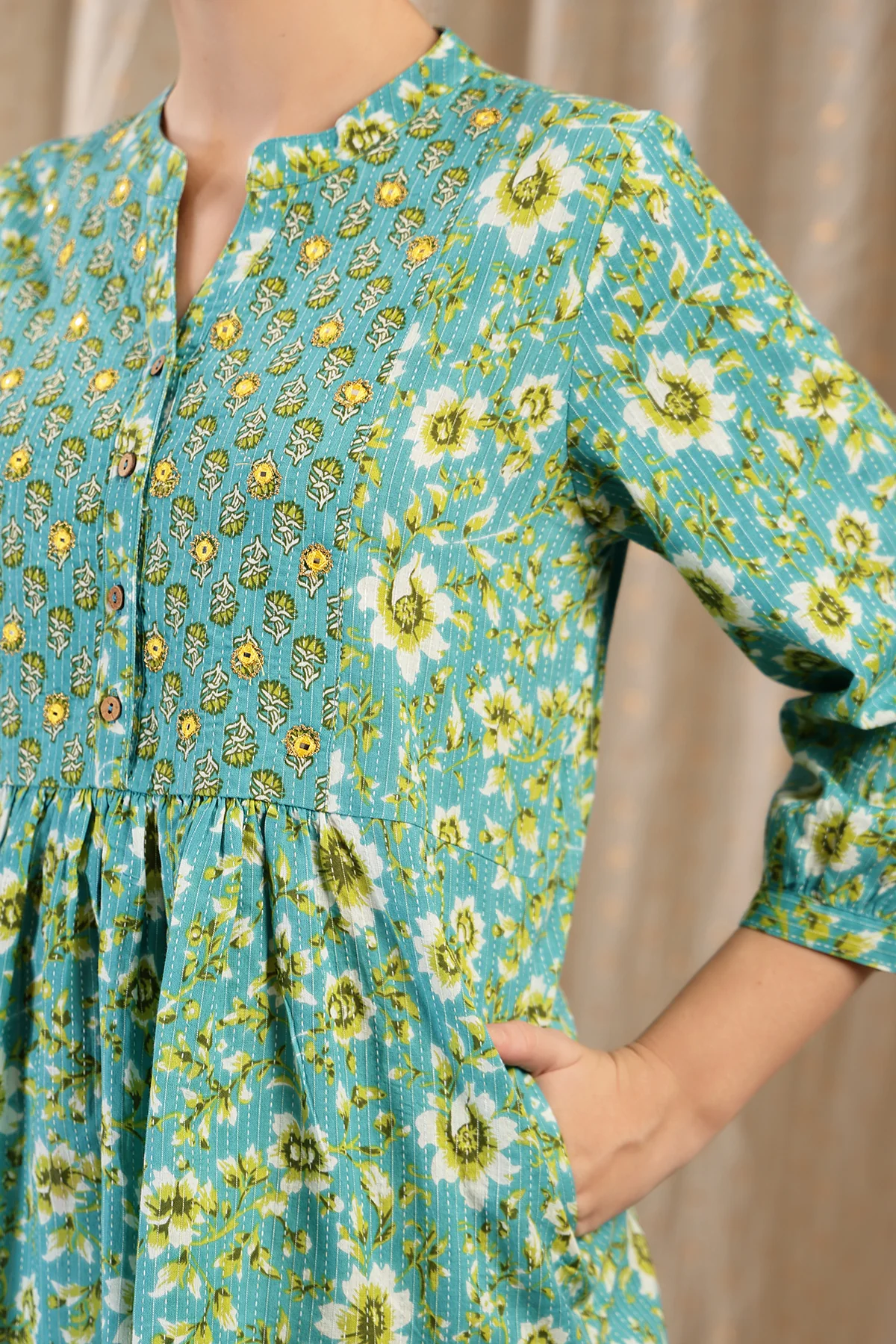 Maternity Zipless Feeding Peplum Top - Sea Green - Image 7
