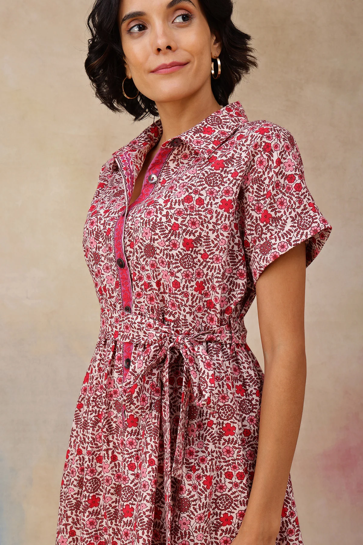 Maya The Block Print Zipless Feeding Shirt Dress with Twirling Tiers - Image 7