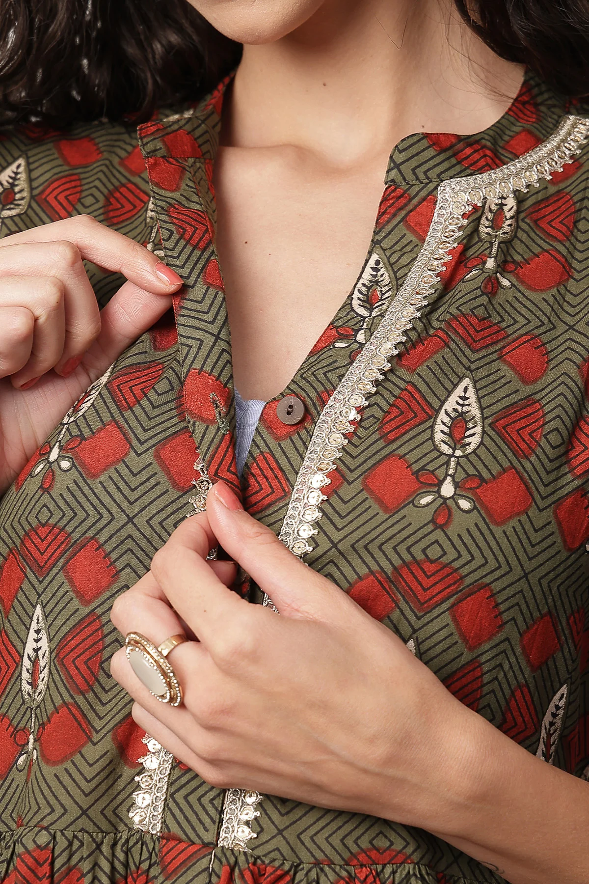 Mehr – The Festive Zipless Feeding Lapel Dress- Bottle Green - Image 2