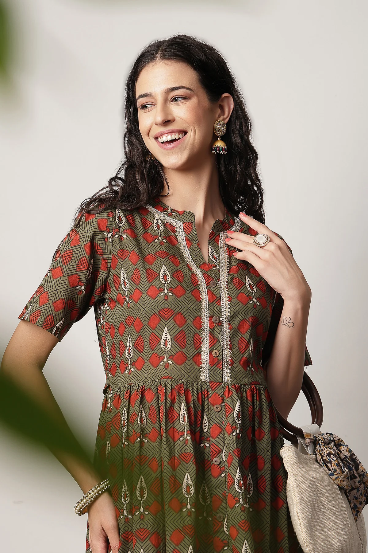 Mehr – The Festive Zipless Feeding Lapel Dress- Bottle Green - Image 5