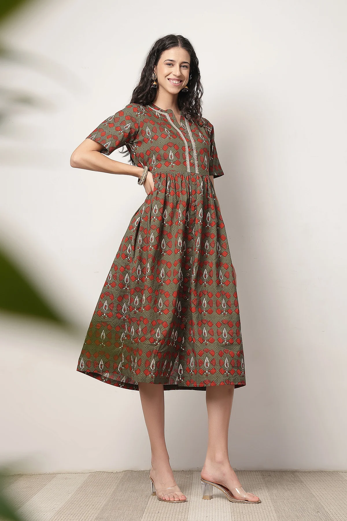 Mehr – The Festive Zipless Feeding Lapel Dress- Bottle Green - Image 7