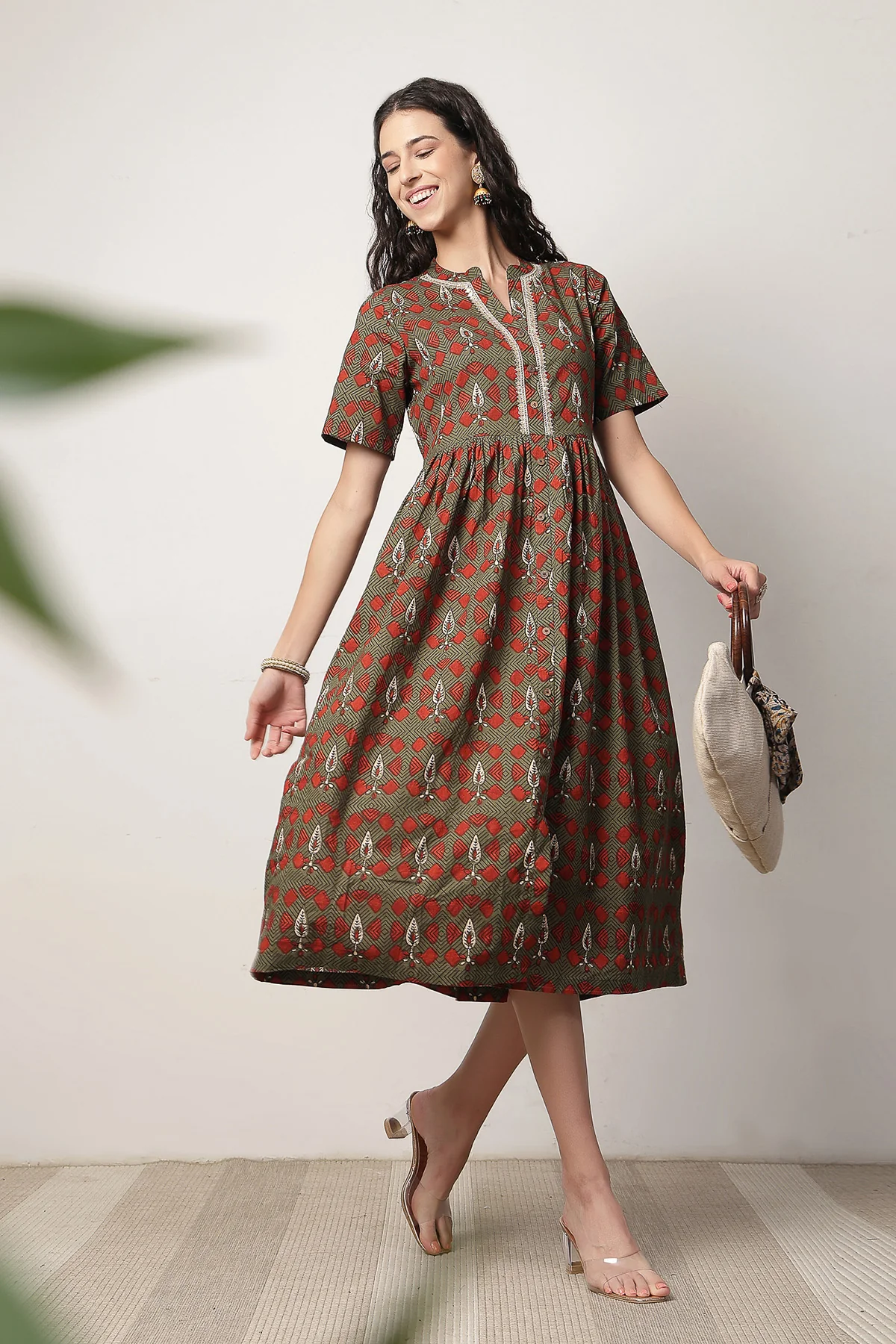 Mehr – The Festive Zipless Feeding Lapel Dress- Bottle Green - Image 8