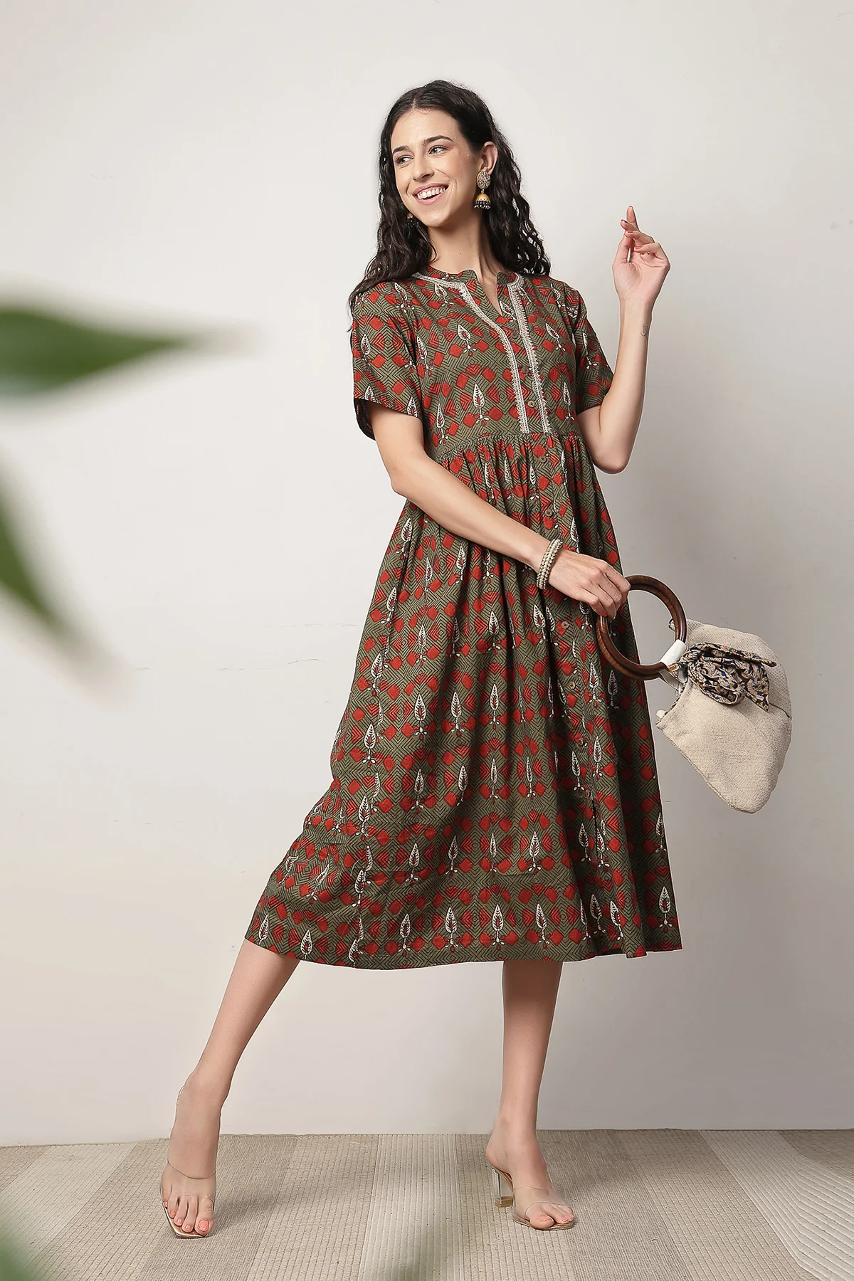Mehr – The Festive Zipless Feeding Lapel Dress- Bottle Green - Image 9