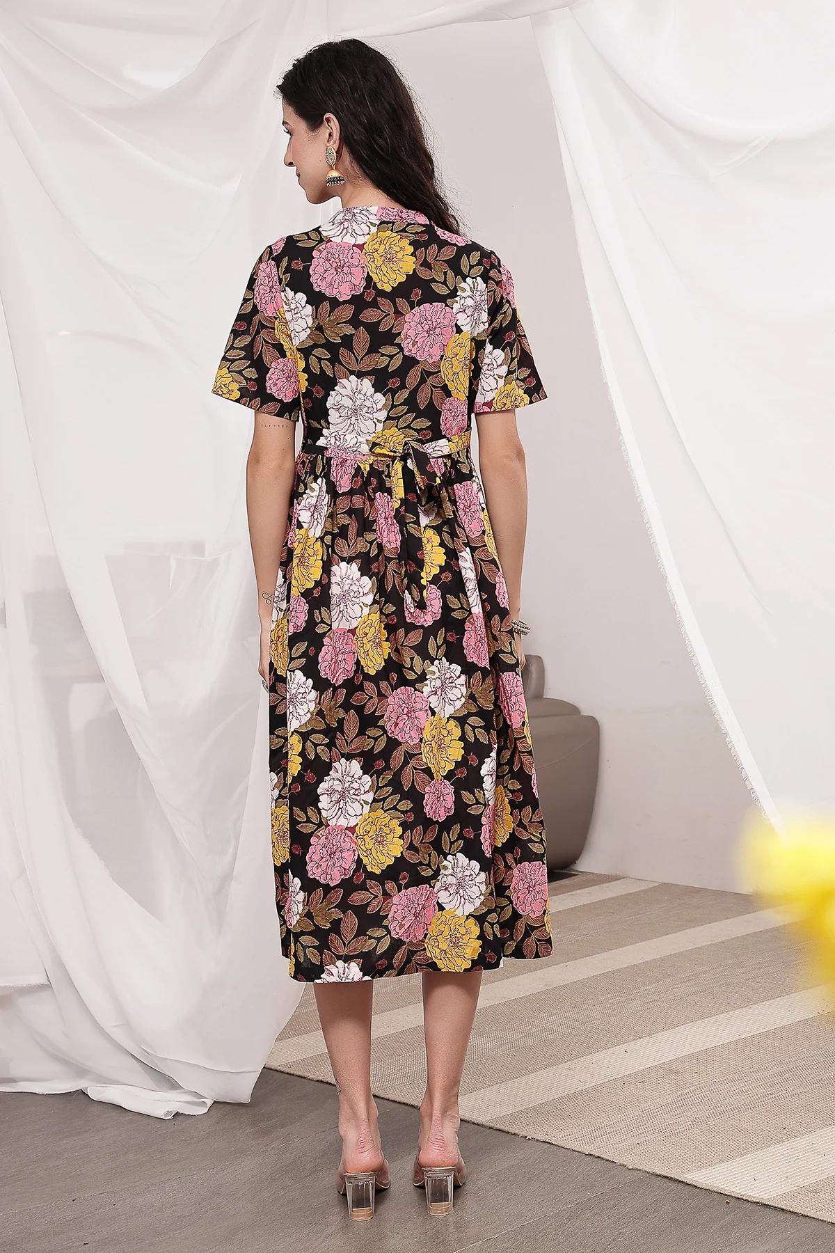 Mehr – The Festive Zipless Feeding Lapel Dress- Dark Wine - Image 3