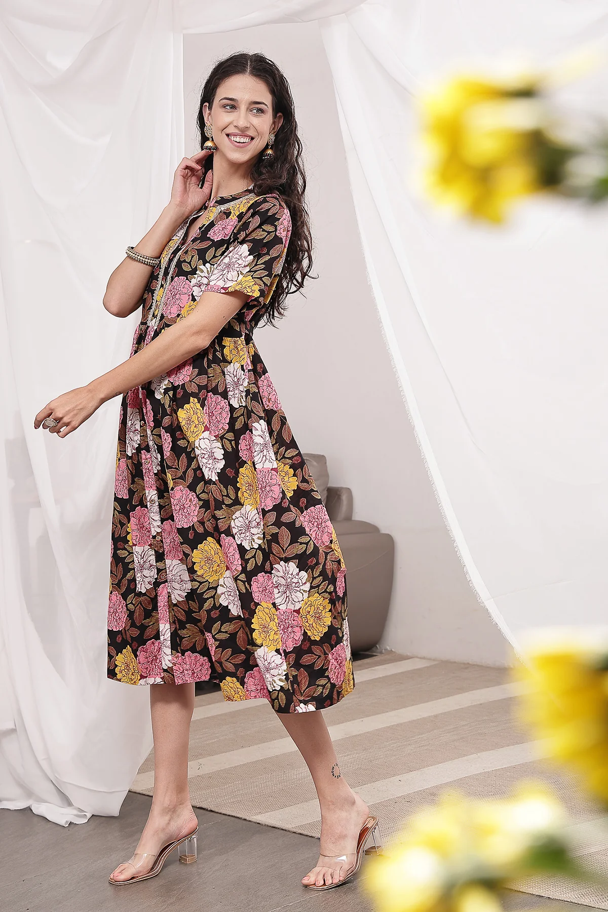 Mehr – The Festive Zipless Feeding Lapel Dress- Dark Wine - Image 5