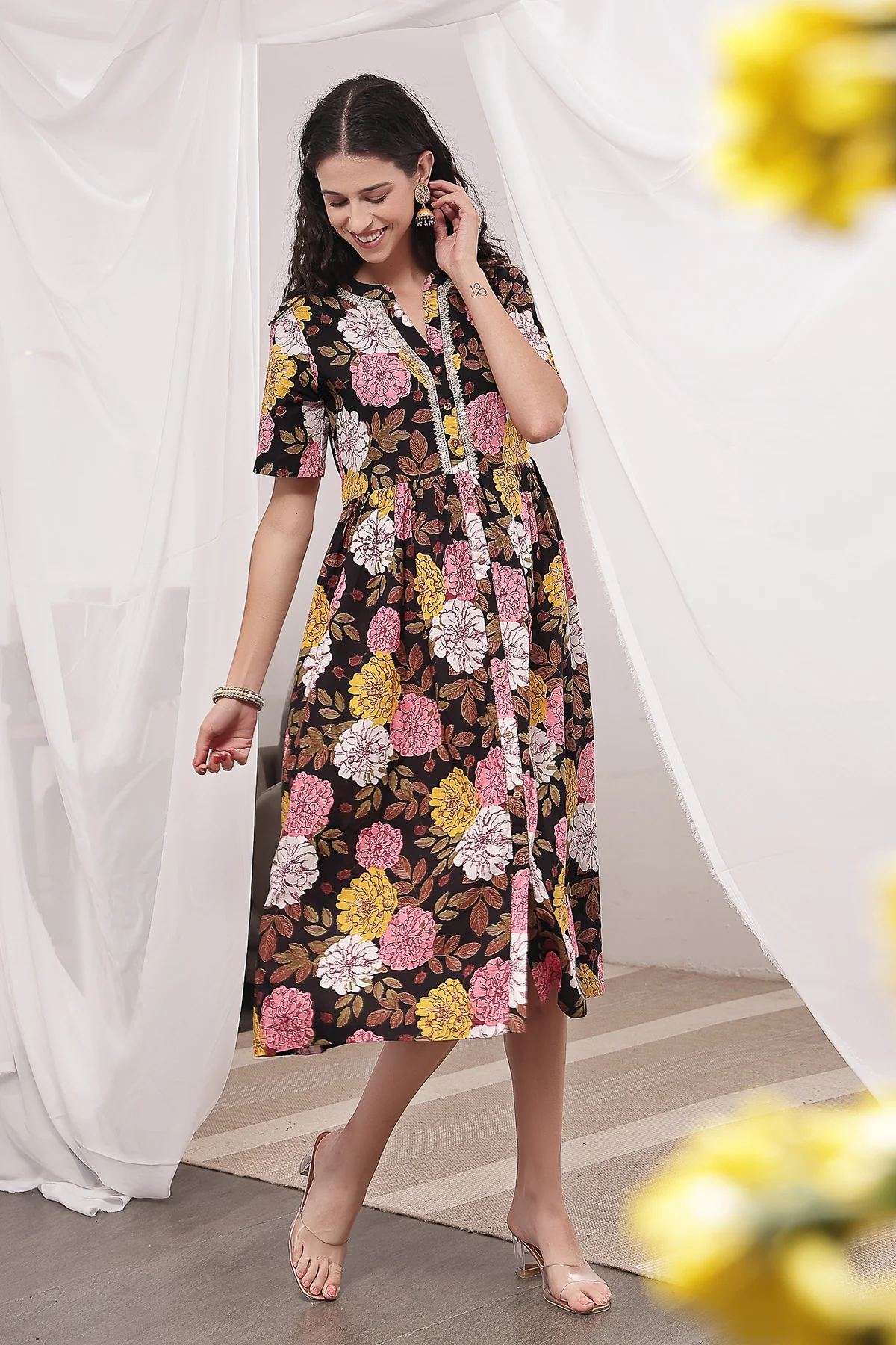Mehr – The Festive Zipless Feeding Lapel Dress- Dark Wine - Image 7