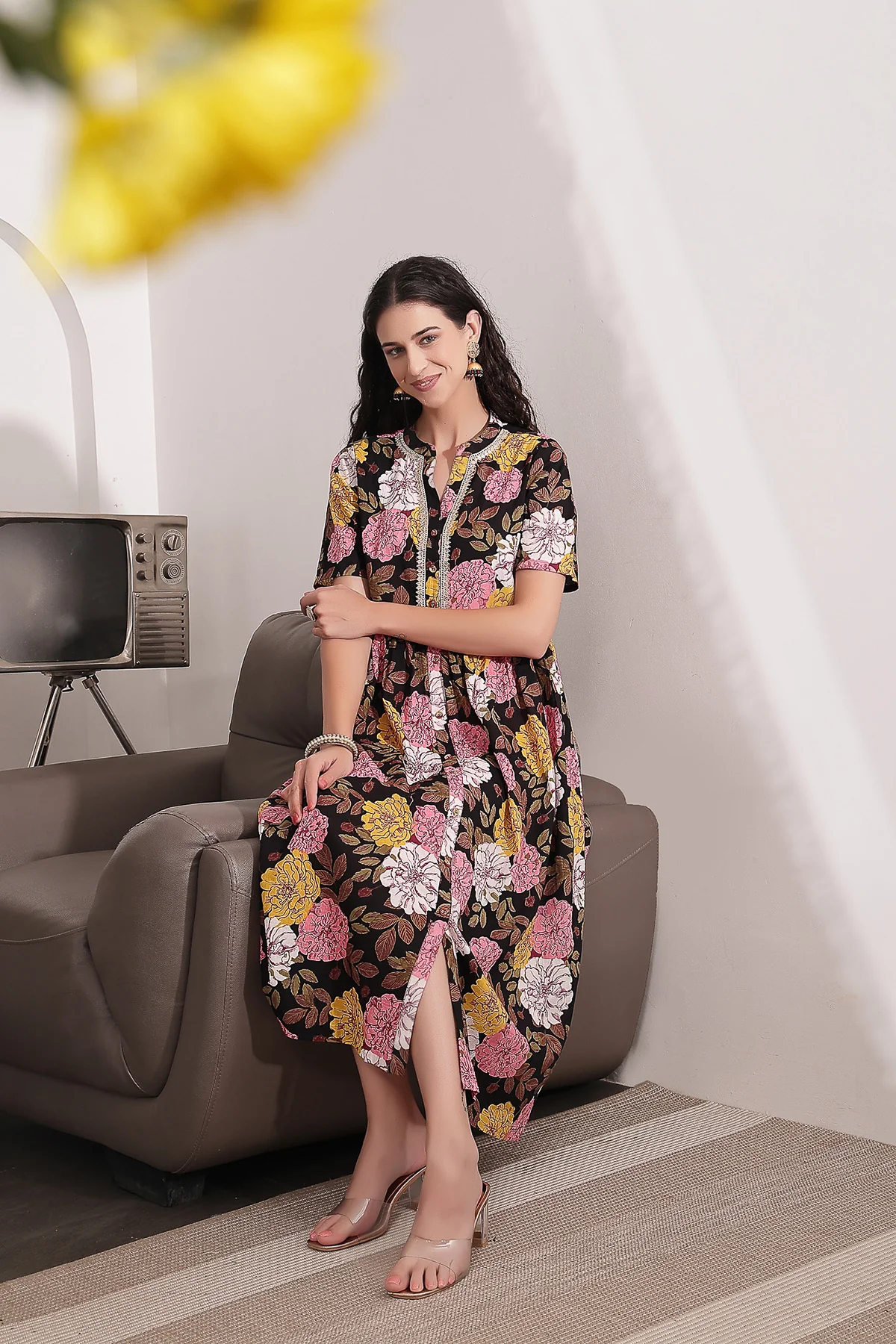 Mehr – The Festive Zipless Feeding Lapel Dress- Dark Wine - Image 9