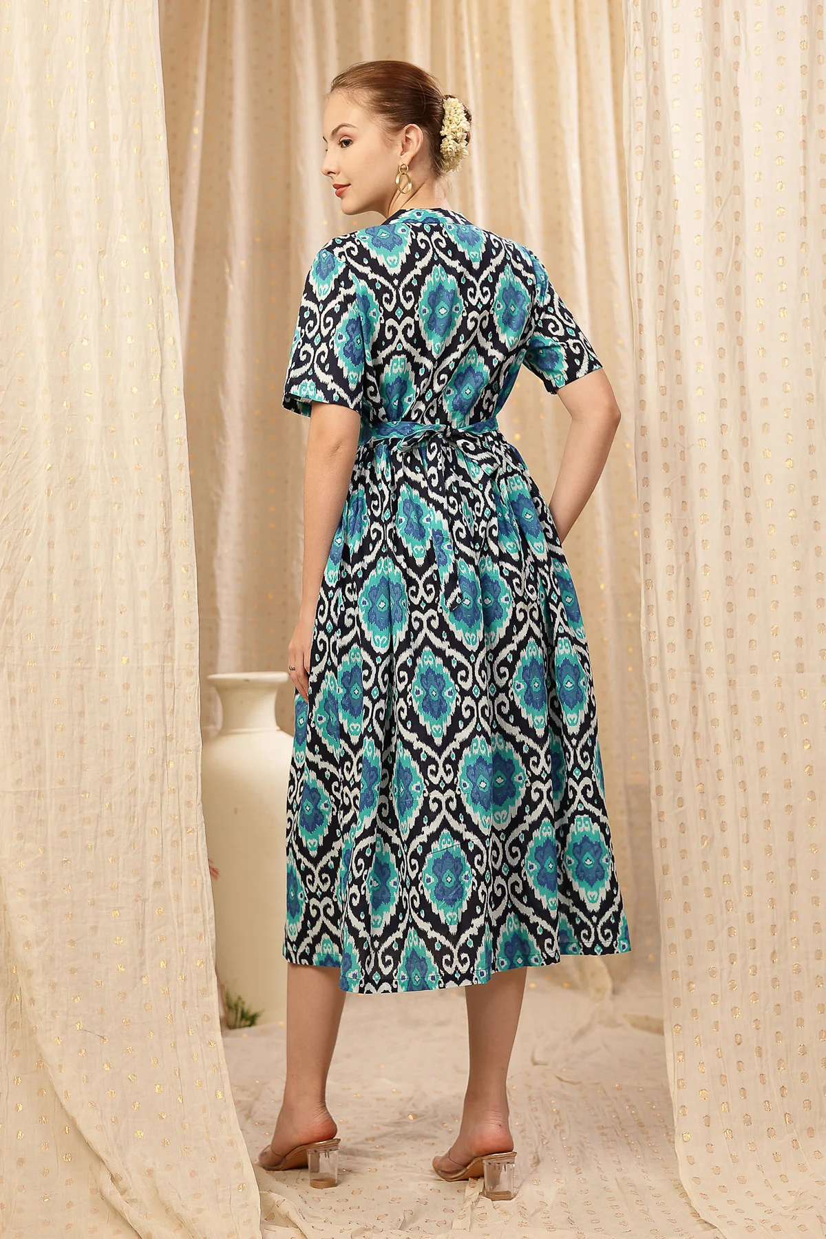 Mehr – The Festive Zipless Feeding Lapel Dress- Multi - Image 3