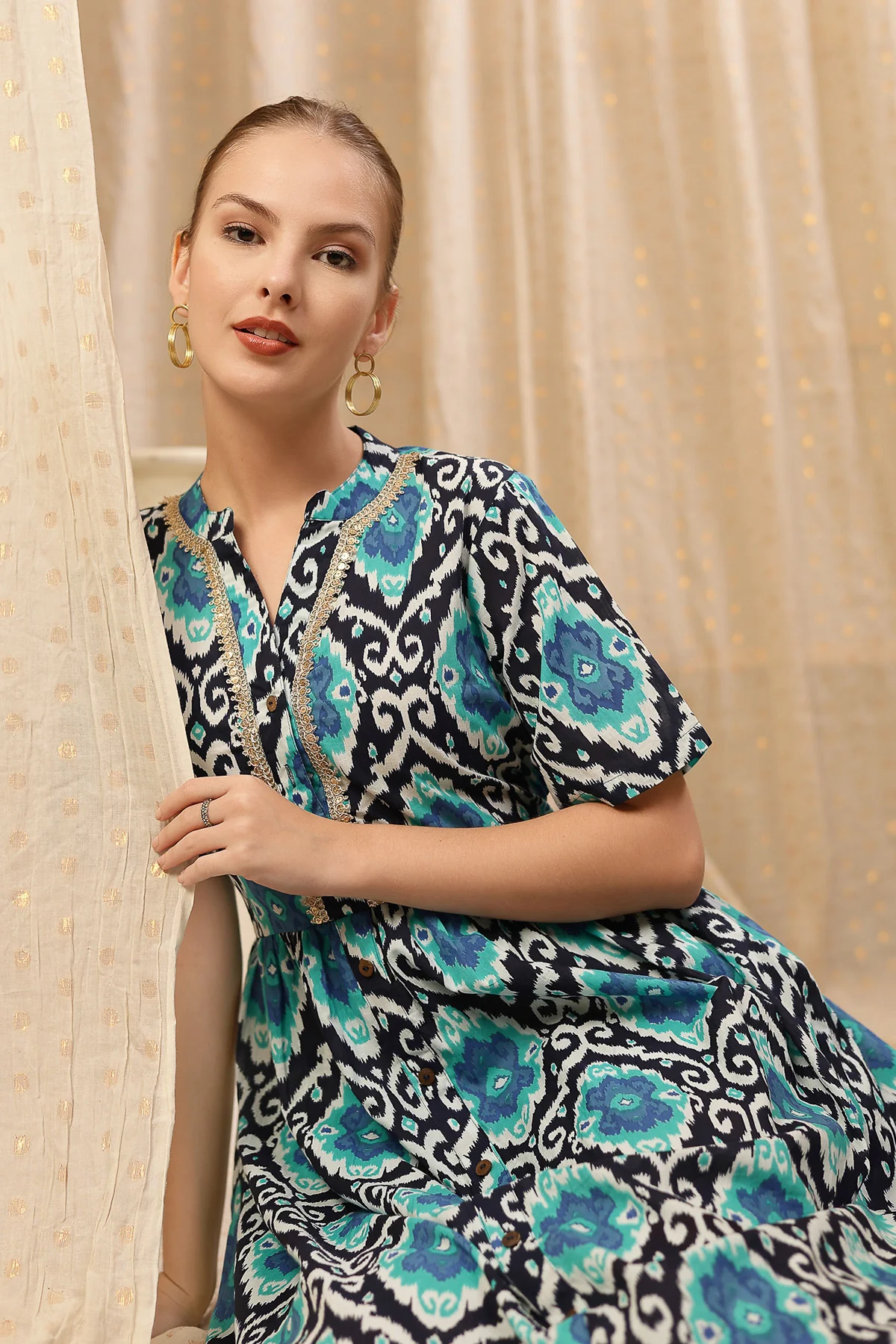Mehr – The Festive Zipless Feeding Lapel Dress- Multi - Image 4