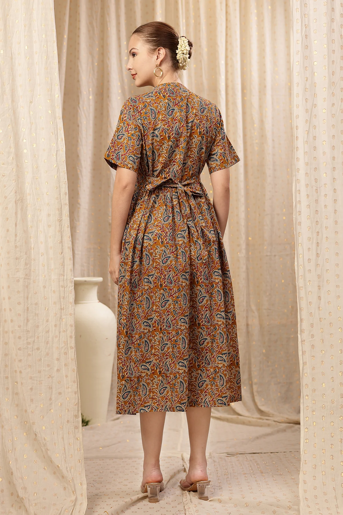 Mehr – The Festive Zipless Feeding Lapel Dress- Mustard Yellow - Image 3