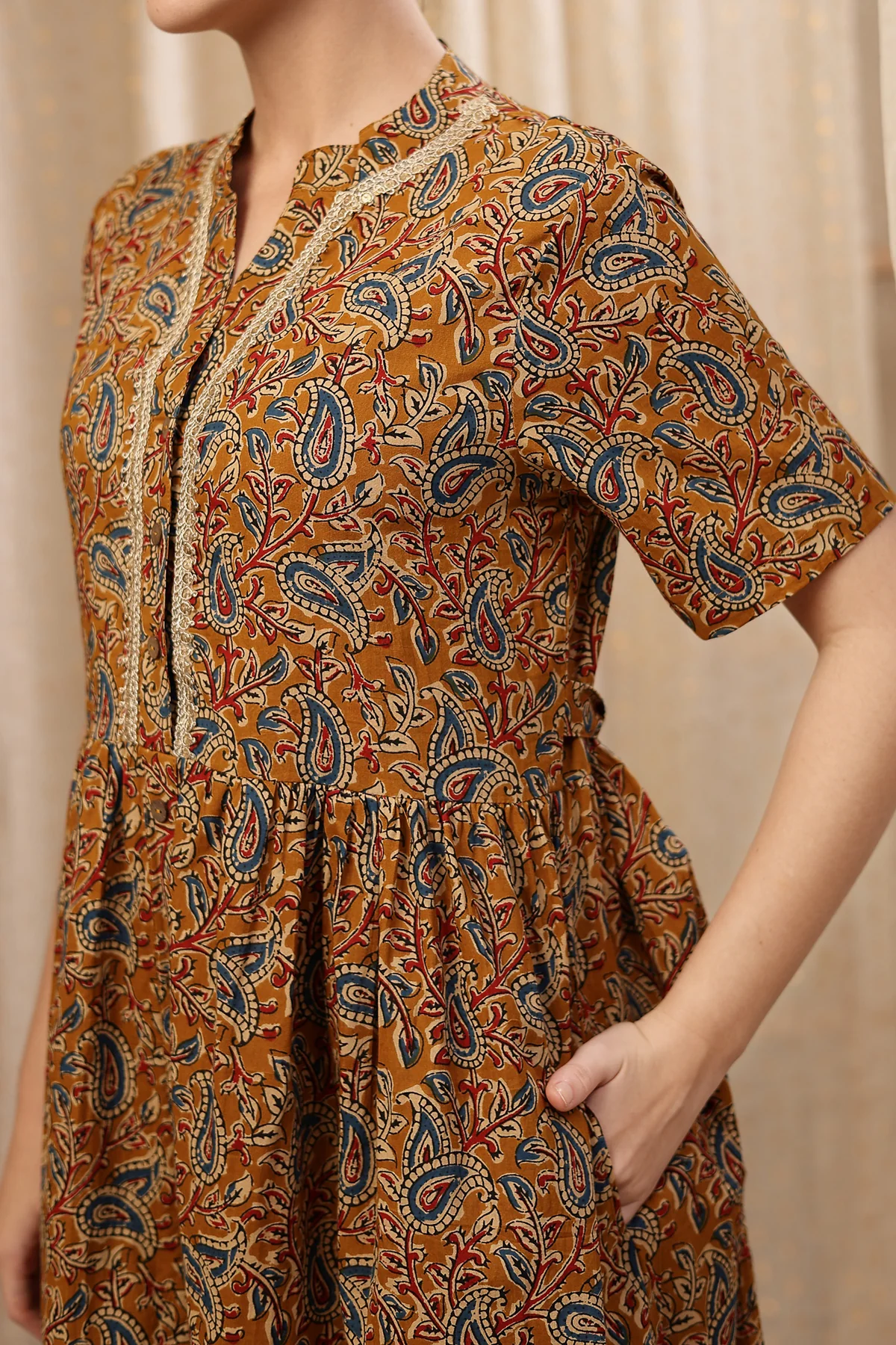 Mehr – The Festive Zipless Feeding Lapel Dress- Mustard Yellow - Image 4